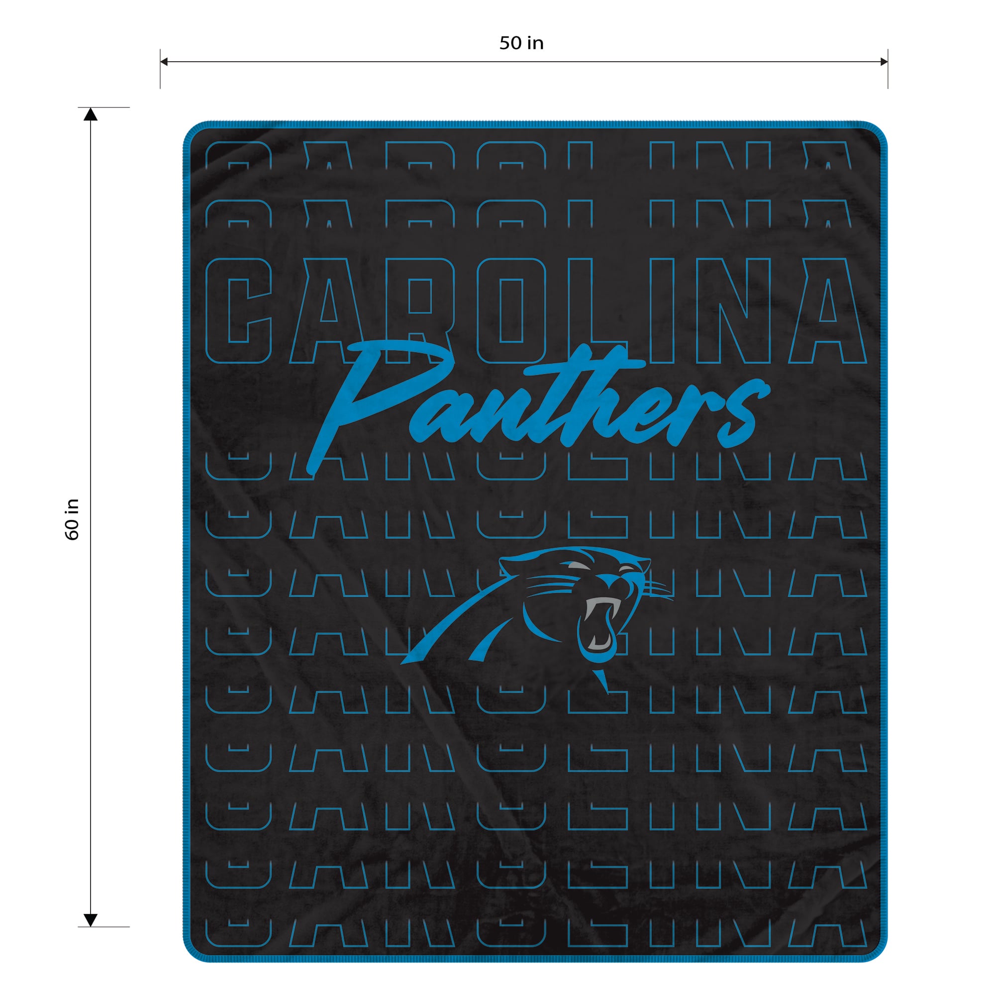 Couverture ultra douce Pegasus Carolina Panthers Echo Script Fade 50" x 60"