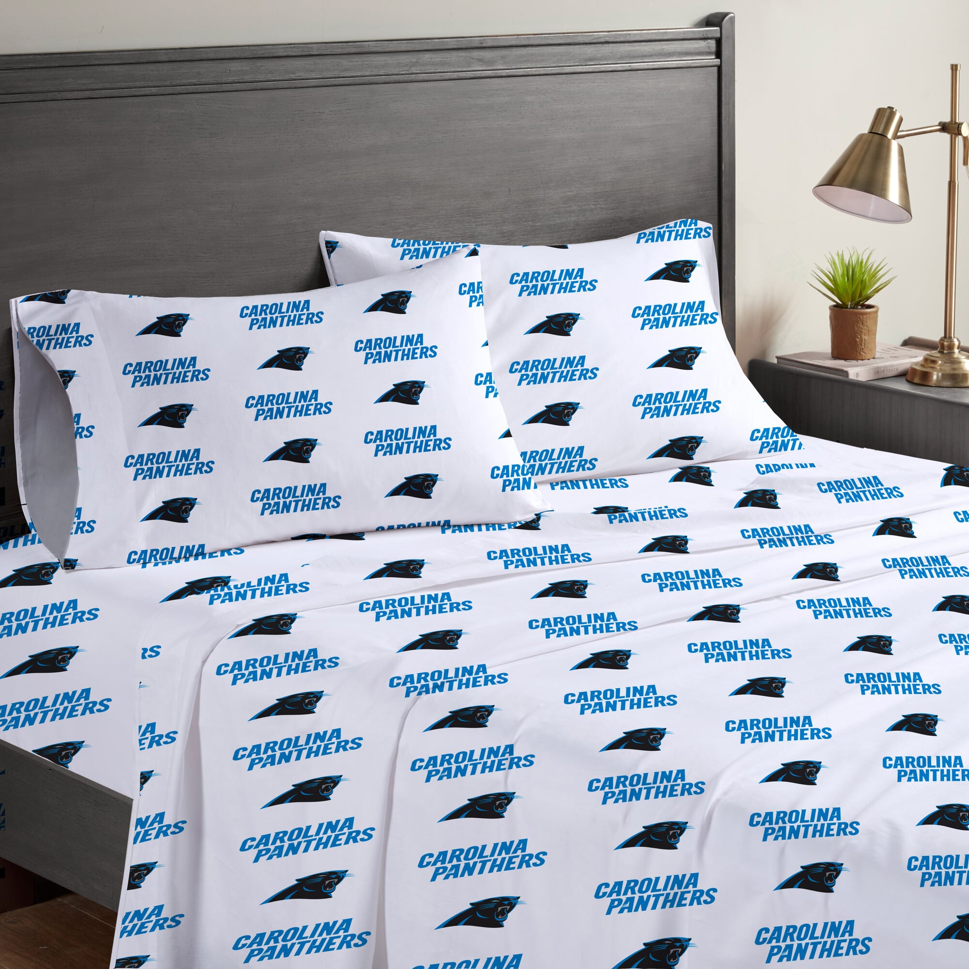Ensemble de draps quatre pièces Pegasus Carolina Panthers pour lit queen