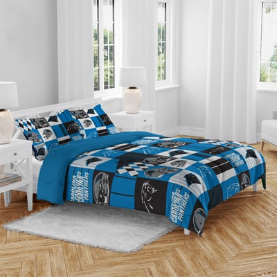 Carolina Panthers Pegasus Patchwork Plaid Three-Piece Full/Queen Bed in a Bag Set