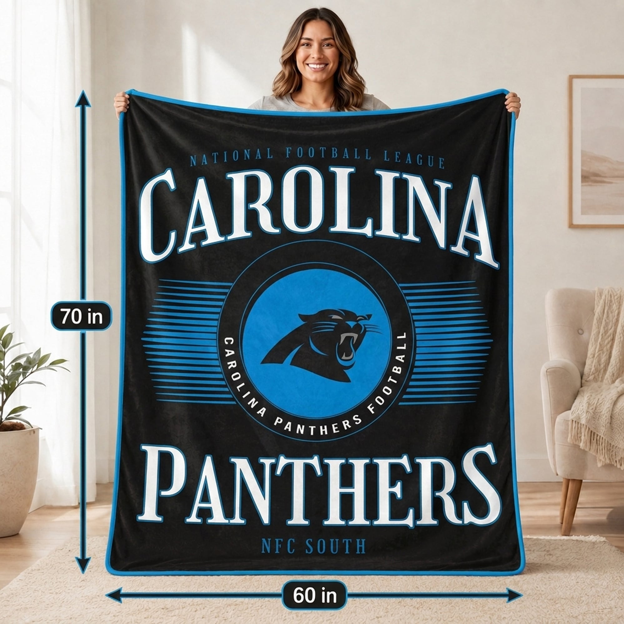 Pegasus Carolina Panthers Spotlight Arch 60" x 70" Ultra Soft Throw Blanket