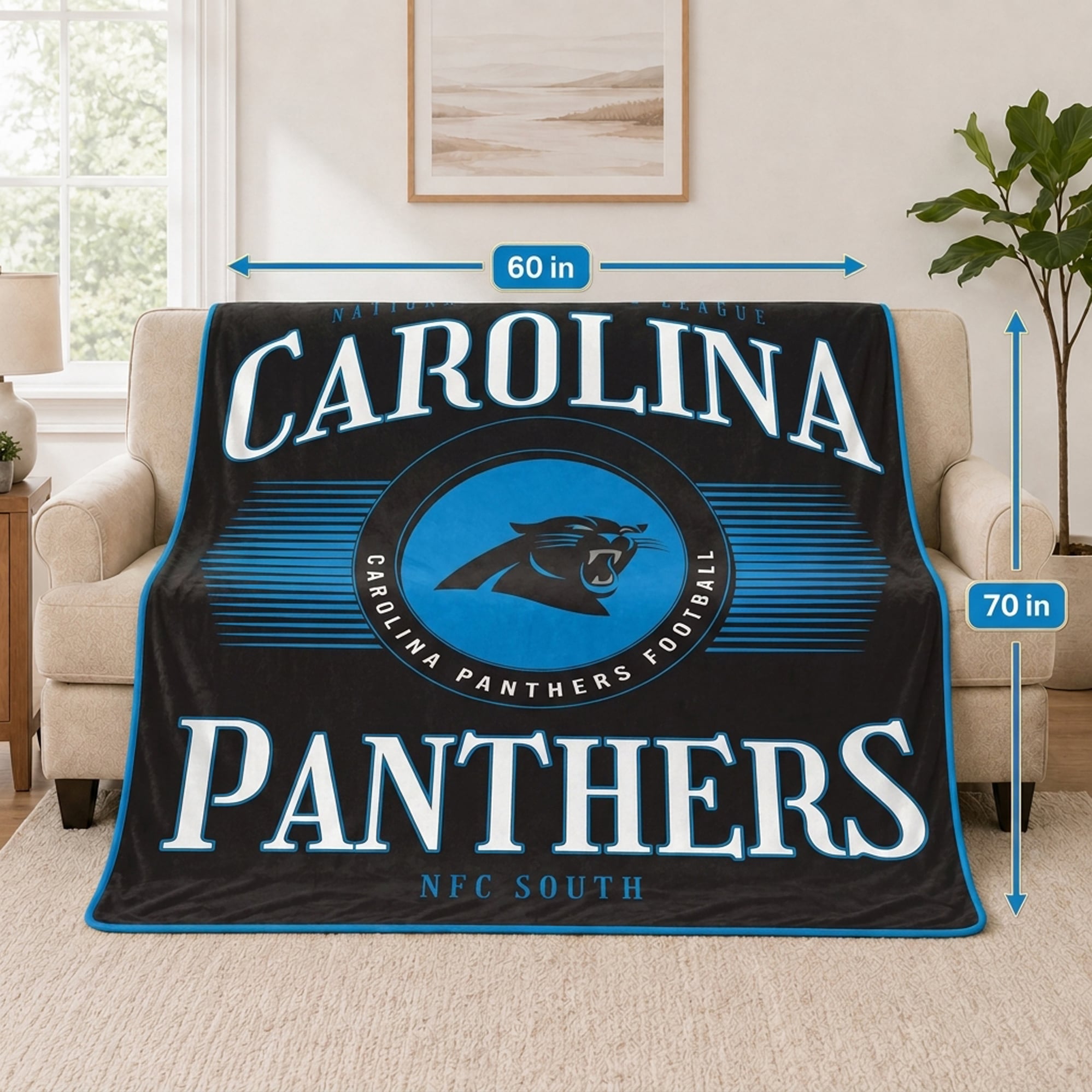 Pegasus Carolina Panthers Spotlight Arch 60" x 70" Ultra Soft Throw Blanket