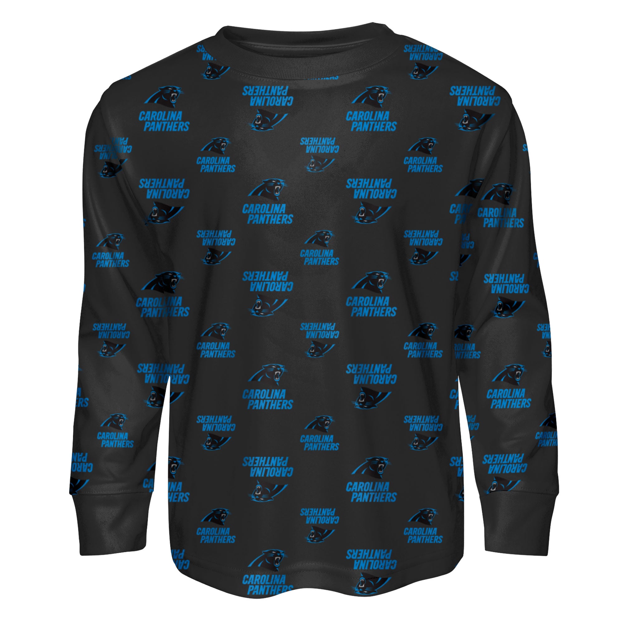 Ensemble de pyjama pour enfant d'âge préscolaire Outerstuff, t-shirt à manches longues et pantalon imprimés des Panthers la Caroline noirs
