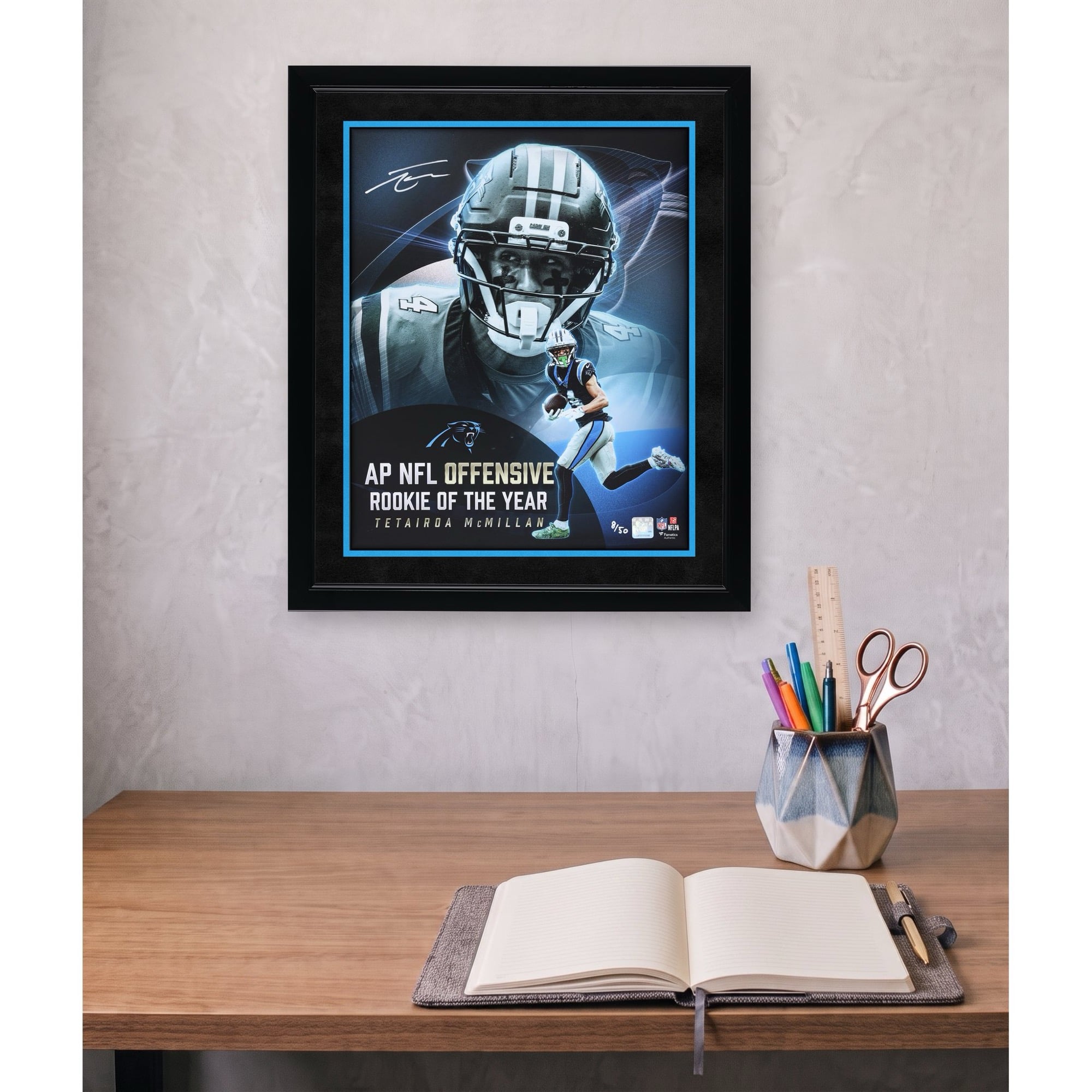 Tetairoa McMillan Carolina Panthers Autographed 16" x 20" 2025 NFL Offensive Rookie of the Year Collage Photograph - Limited Edition of 50