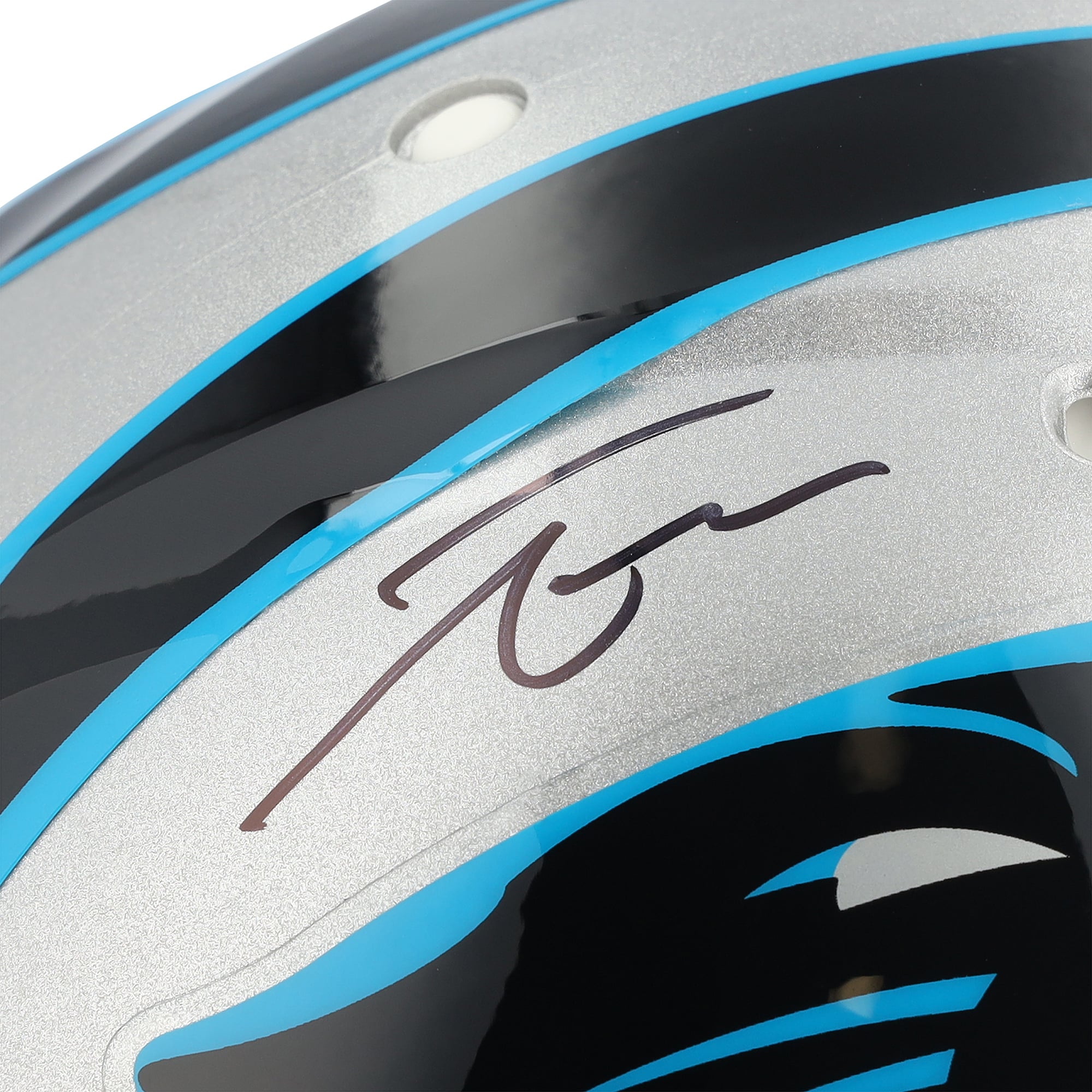 Casque Riddell Speed ​​Authentic autographié par Tetairoa McMillan des Panthers de la Caroline avec inscription « 25 NFL OROY »