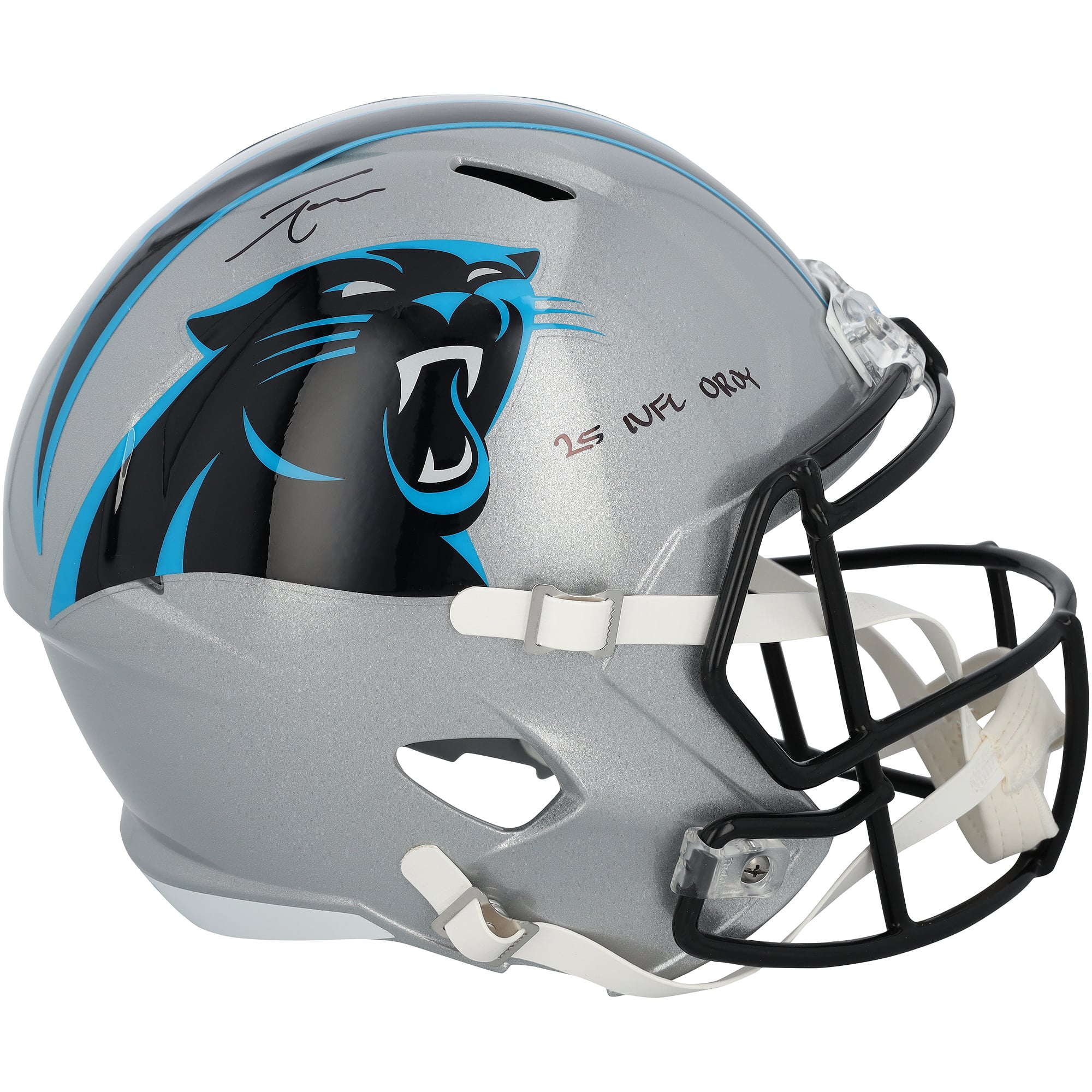 Casque réplique Riddell Speed ​​autographié par Tetairoa McMillan des Panthers de la Caroline avec inscription « 25 NFL OROY »