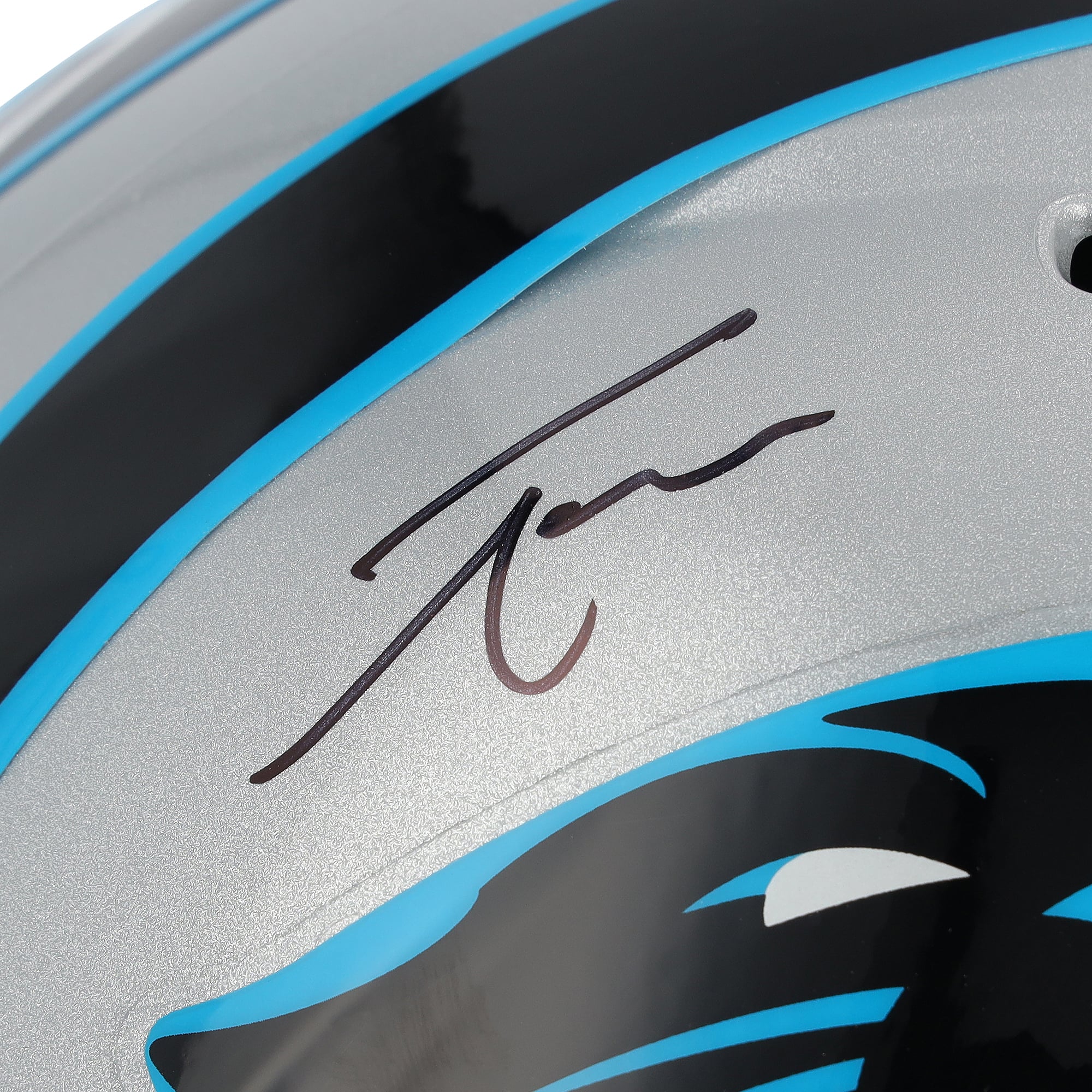 Casque réplique Riddell Speed ​​autographié par Tetairoa McMillan des Panthers de la Caroline avec inscription « 25 NFL OROY »