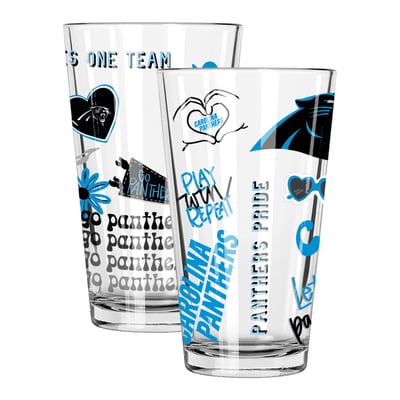 Carolina Panthers The Memory Company 2-Pack 16oz. Pint Glass Loco Design Set