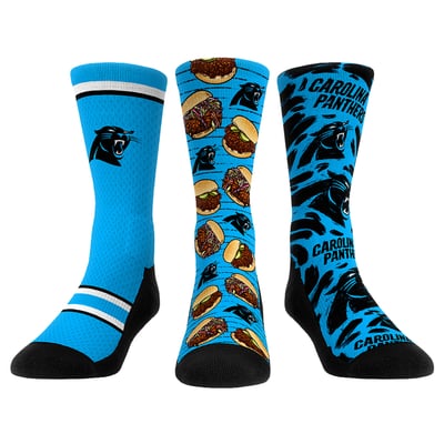  Carolina Panthers Rock Em Unisex Fan Favorite Three-Pack Crew Sock Set - Light Blue
