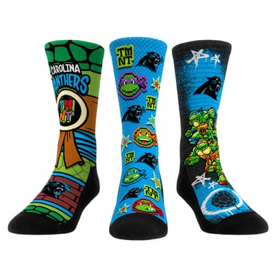  Carolina Panthers Rock Em Unisex TMNT Three-Pack Crew Sock Set - Light Blue