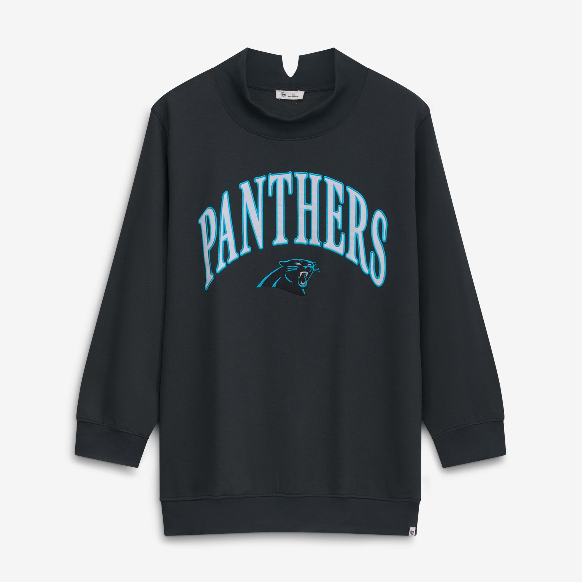 Women's '47 Black Carolina Panthers Plus Vantage Mock Neck Pullover