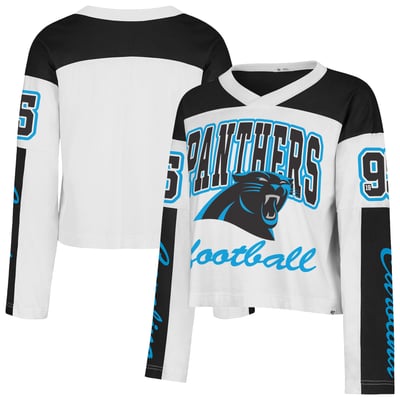  Carolina Panthers '47 Women's Exclamation Metro V-Neck Long Sleeve Jersey T-Shirt - White