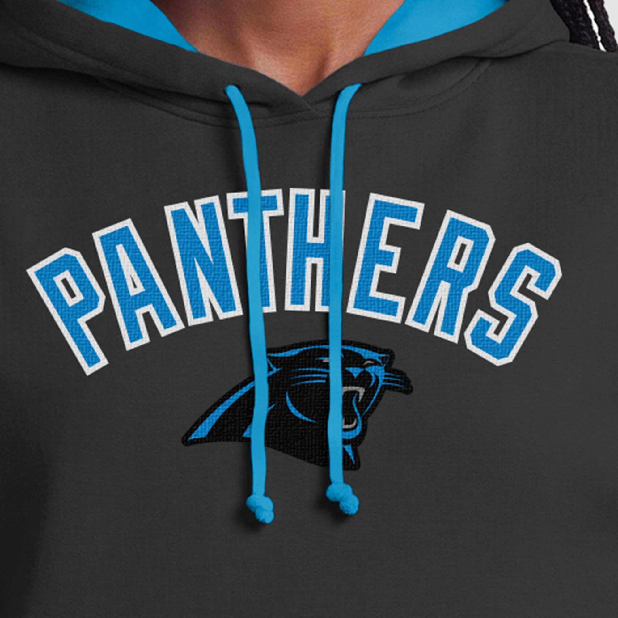 Sweat à capuche Champion noir et bleu Carolina Panthers pour femme avec doublure contrastée