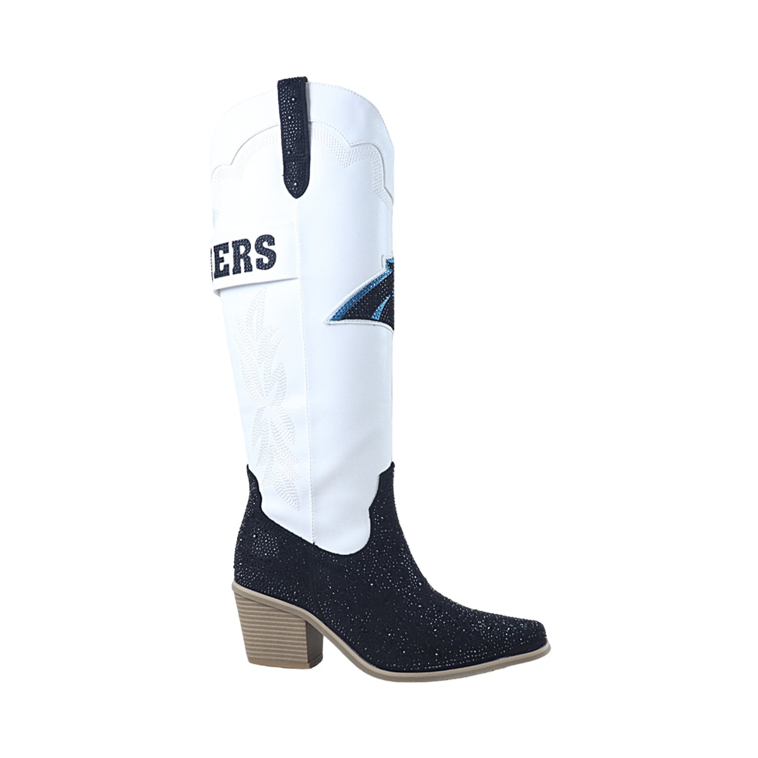 Bottes de cowboy blanches FABGATING by Cuce Carolina Panthers Crystal pour femmes