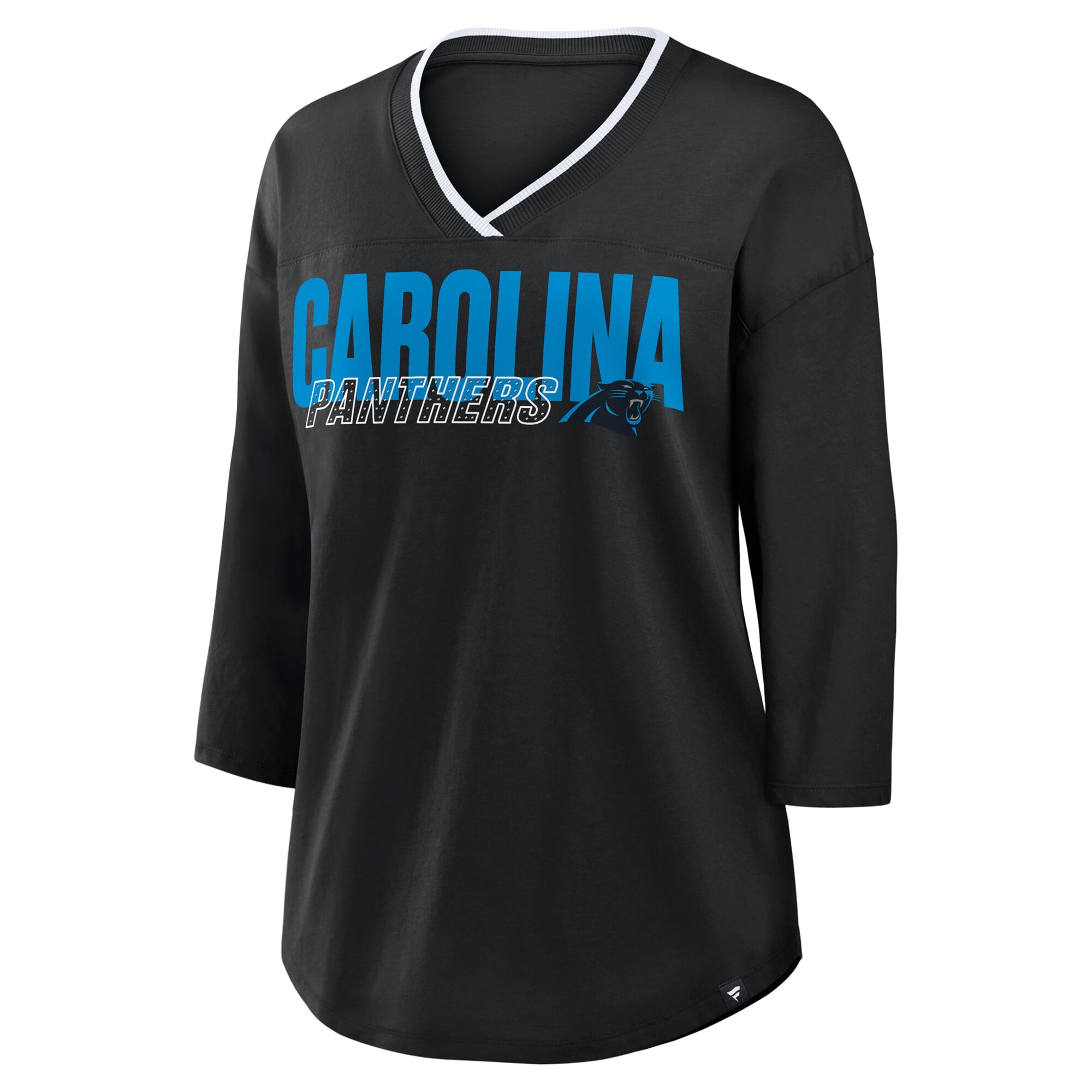 Women's Fanatics Black Carolina Panthers Plus Deceptive Juke 3/4-Sleeve V-Neck T-Shirt