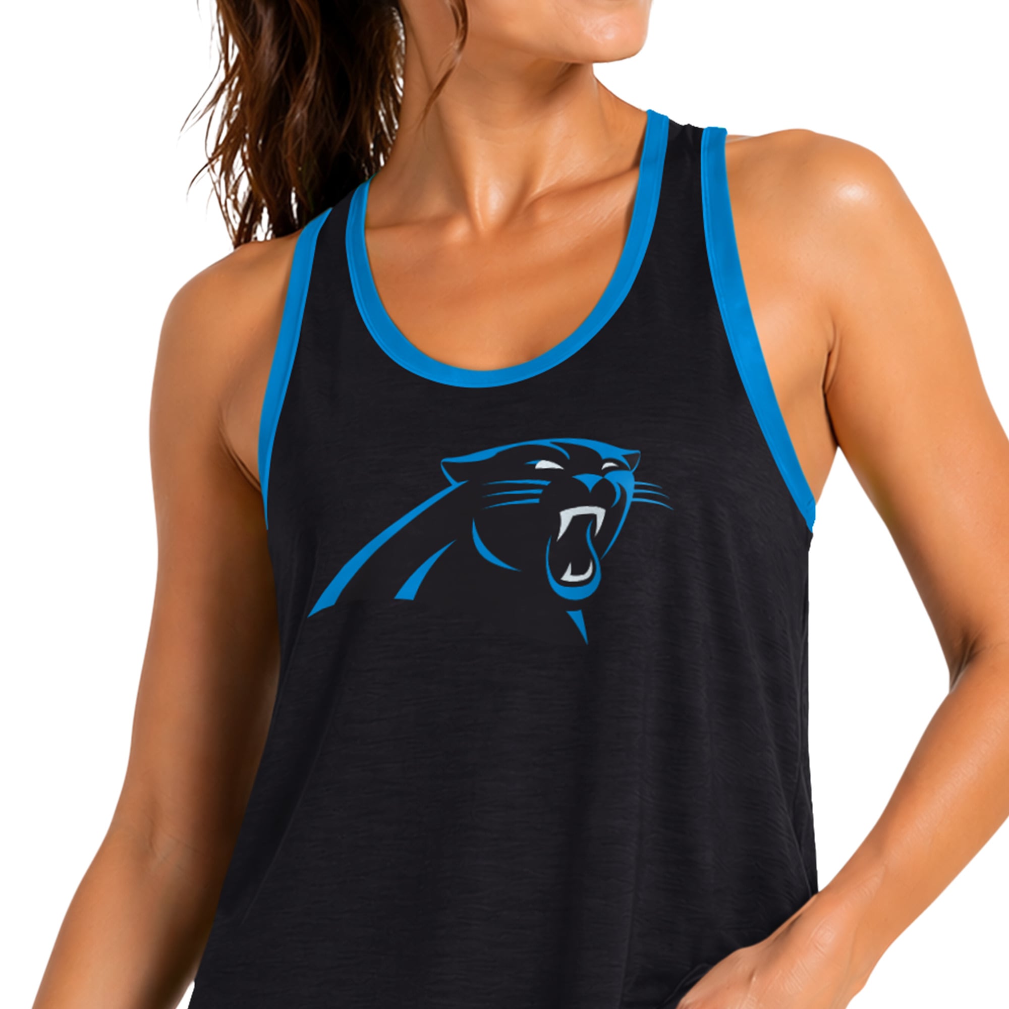 Women's G-III 4Her by Carl Banks Black Carolina Panthers Tater II Racerback Tank Top