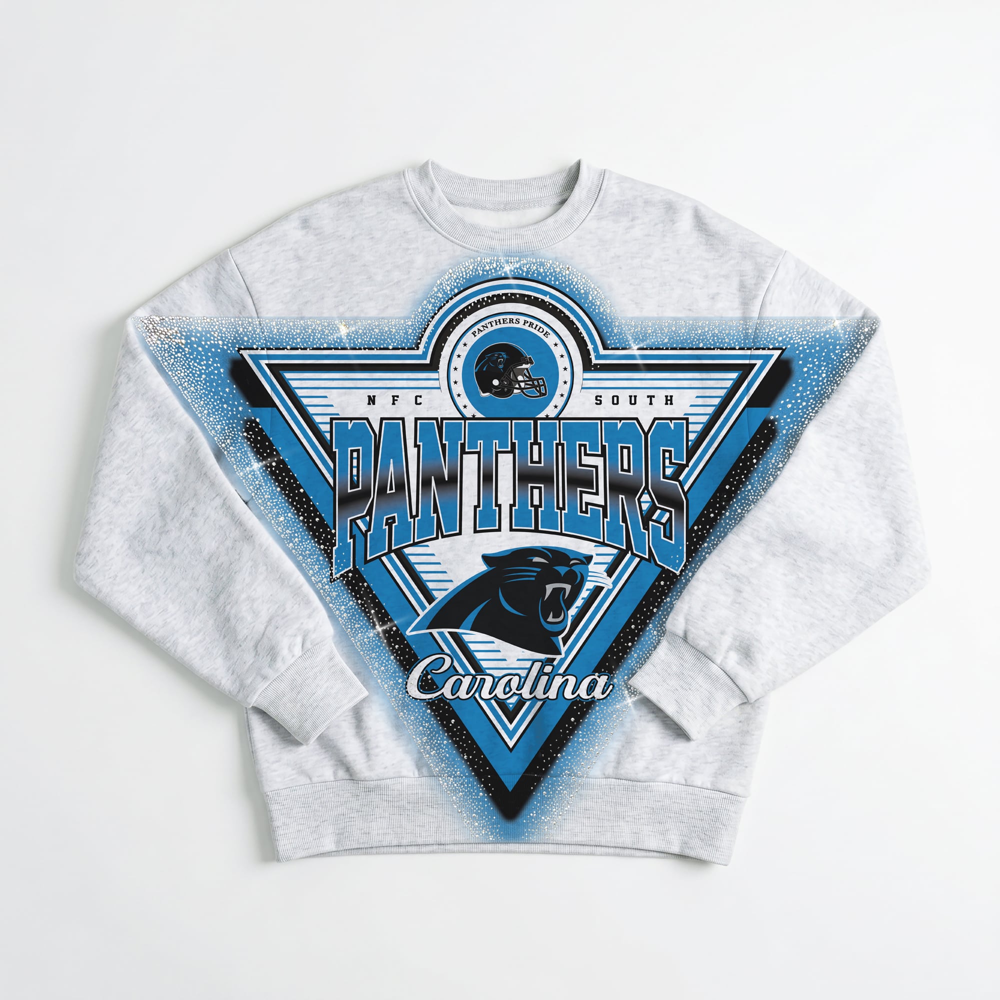 Sweat-shirt oversize en polaire à strass « Chasing Victory » des Panthers de la Caroline, gris chiné, pour femme, collection Gameday Couture.
