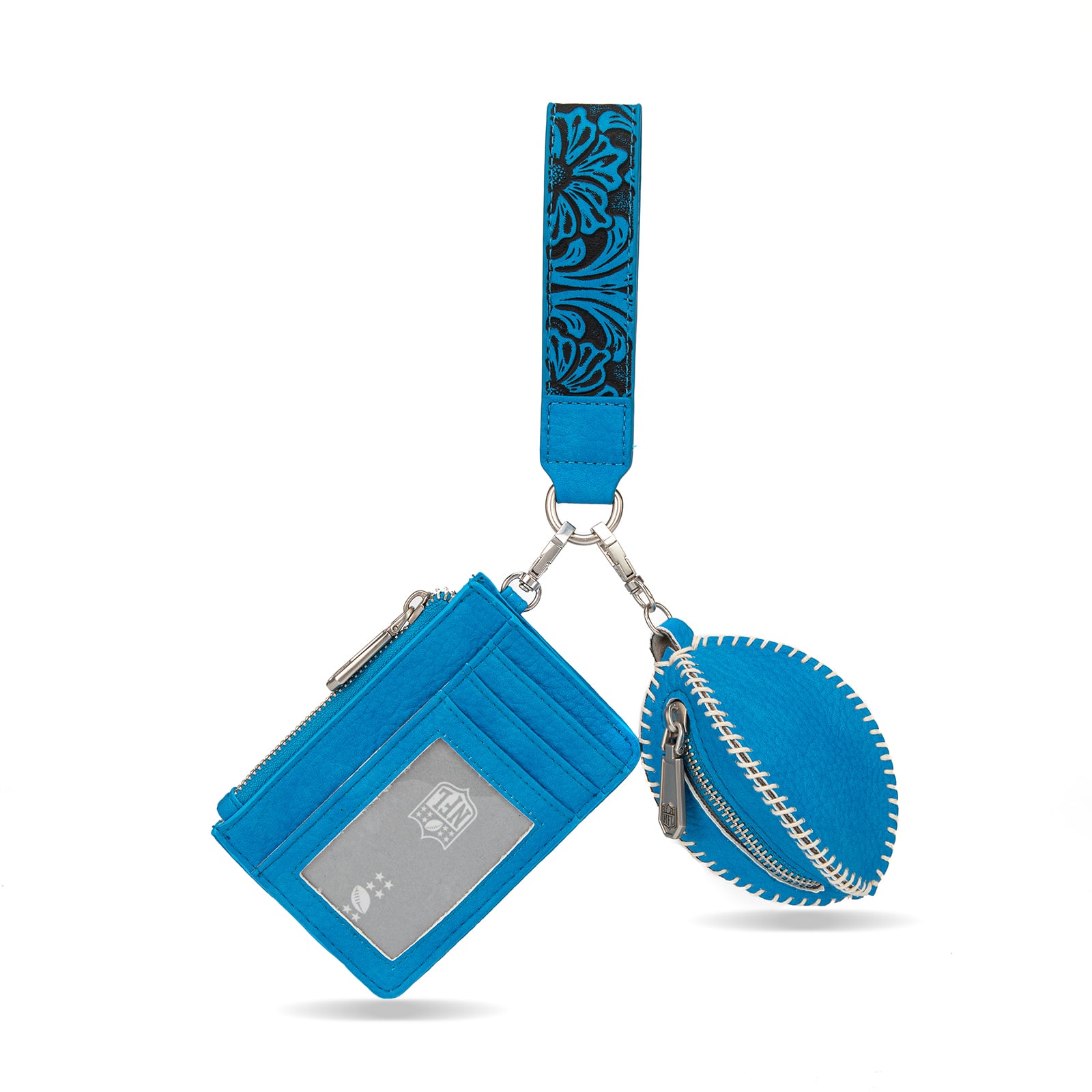Portefeuille et bracelet porte-clés football Montana West Carolina Panthers pour femme