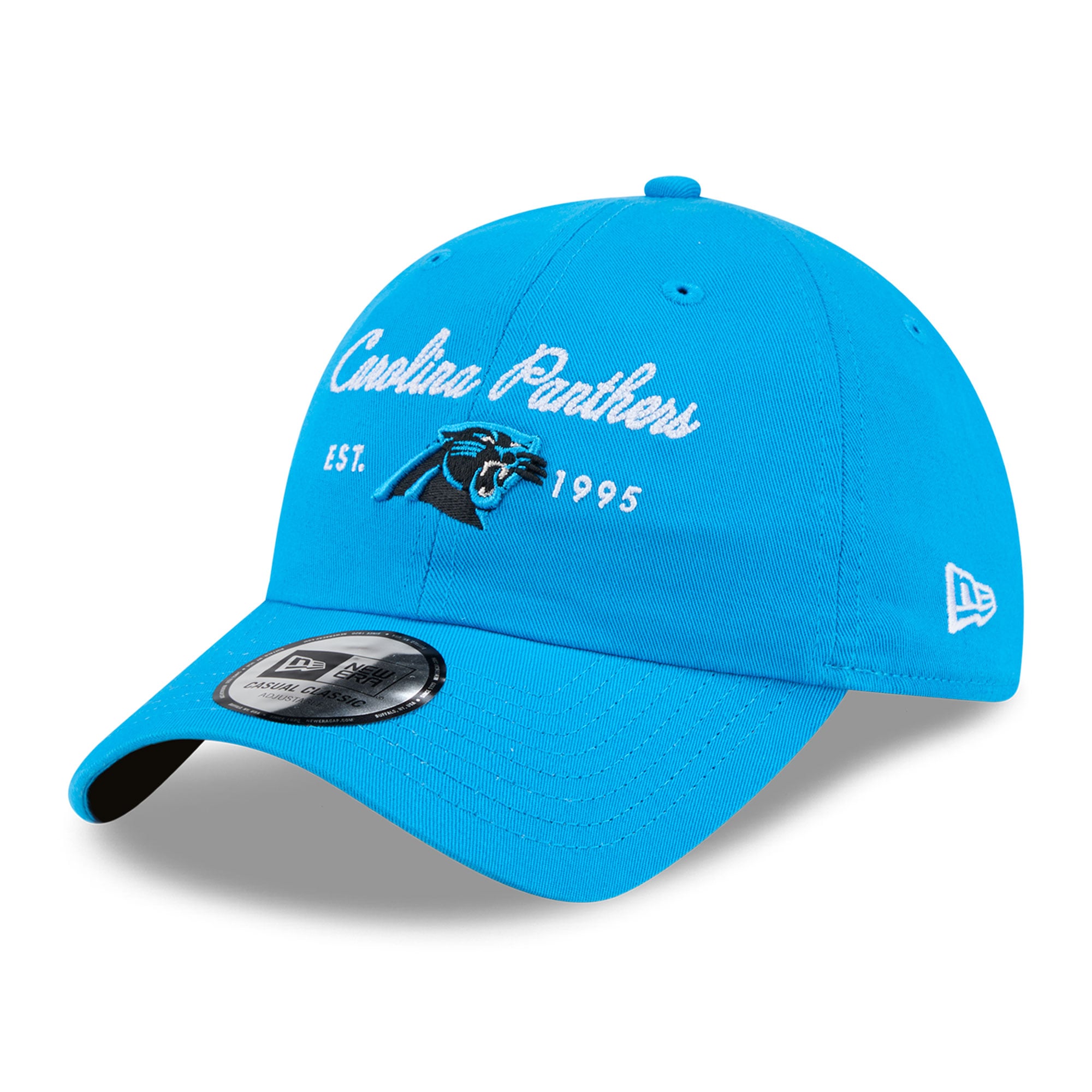 Casquette New Era bleue pour femme, logo Carolina Panthers, style classique décontracté et ajustable