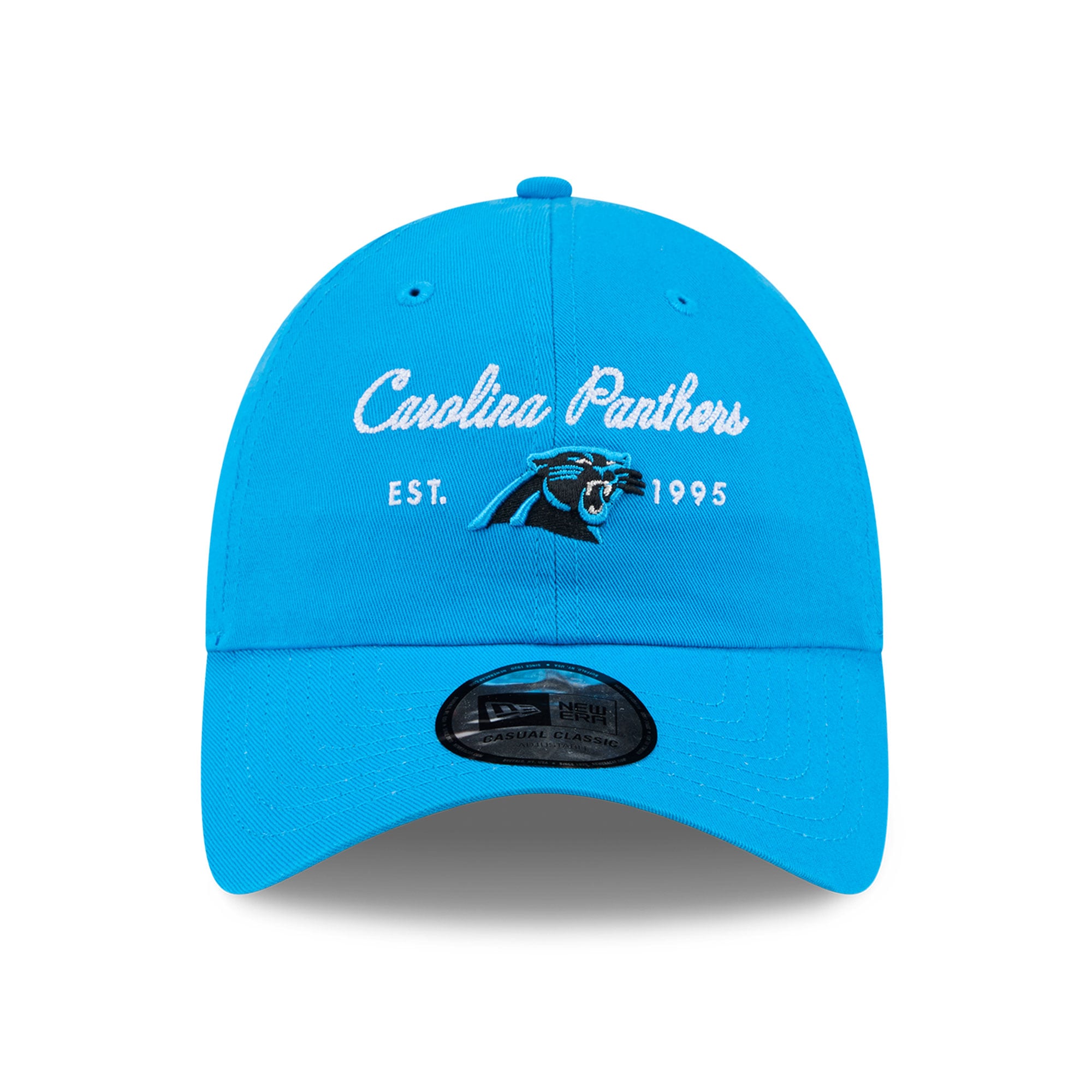 Casquette New Era bleue pour femme, logo Carolina Panthers, style classique décontracté et ajustable