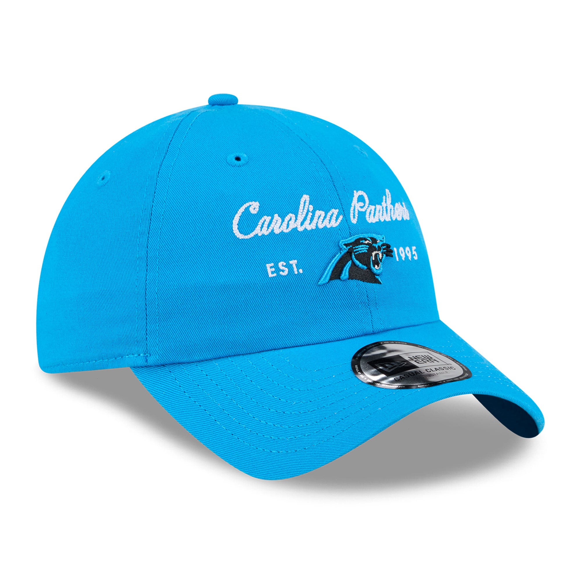 Casquette New Era bleue pour femme, logo Carolina Panthers, style classique décontracté et ajustable
