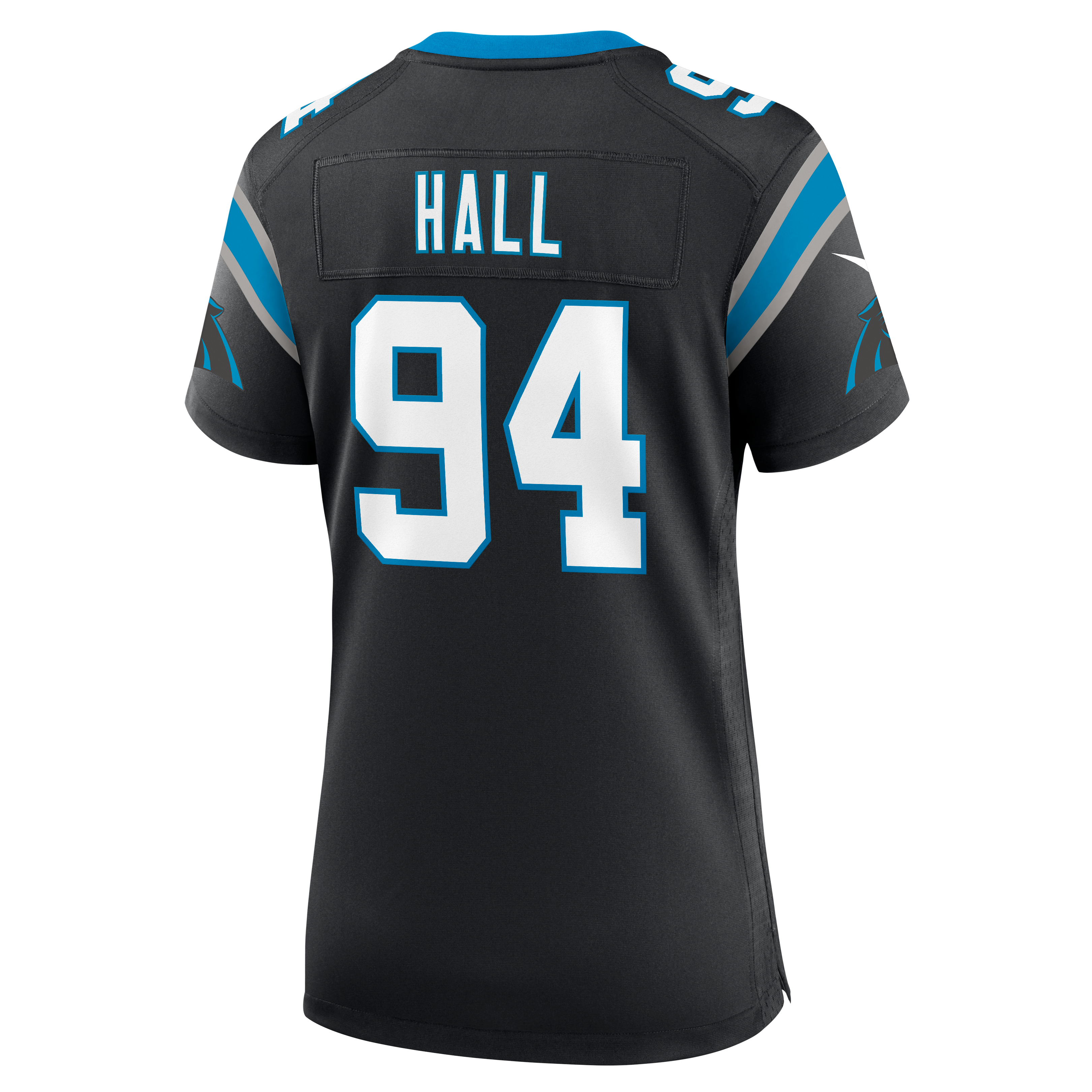 Maillot de match Nike Aaron Hall noir pour femme, Carolina Panthers
