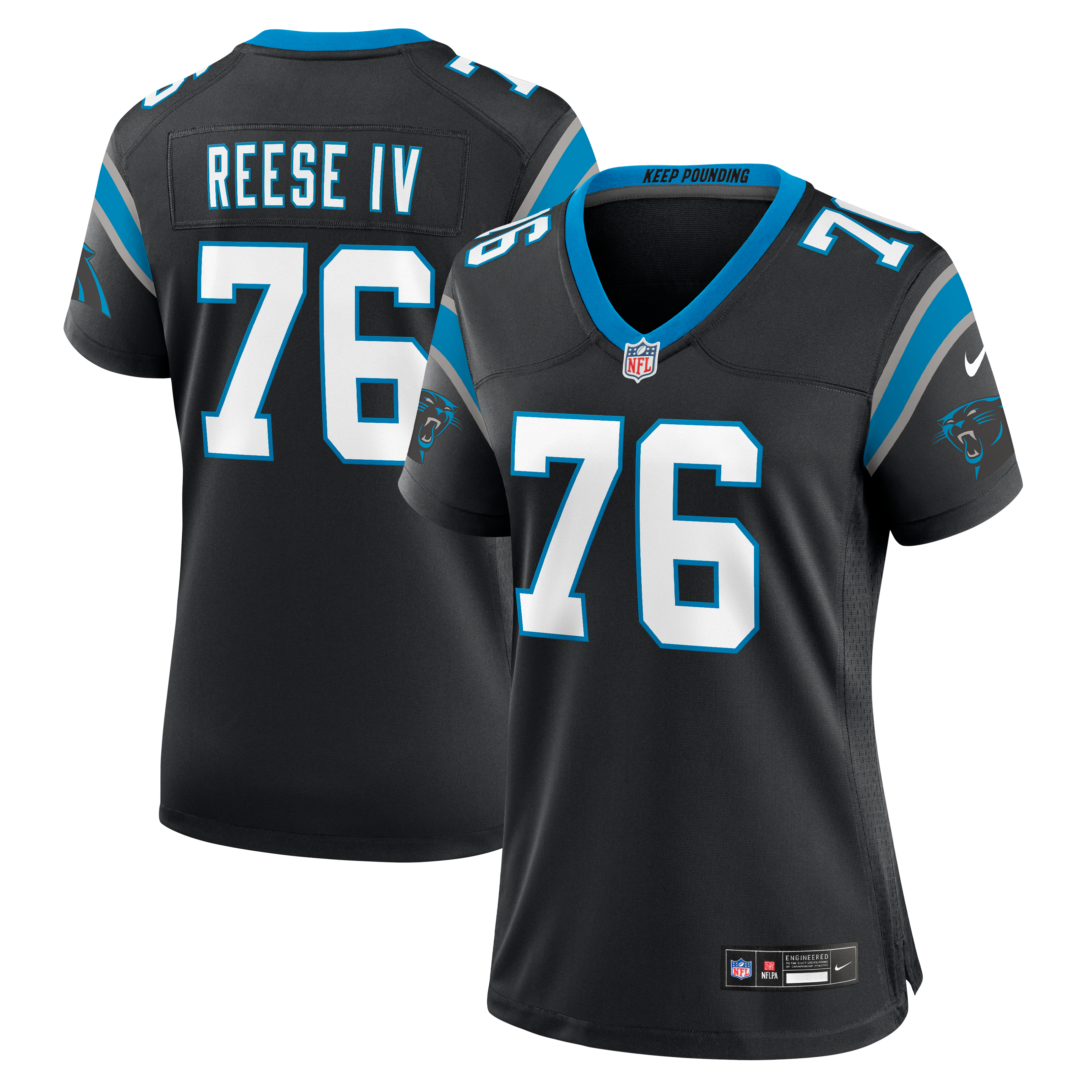 Women's Nike Albert Reese IV Black Carolina Panthers Team Game Jersey
