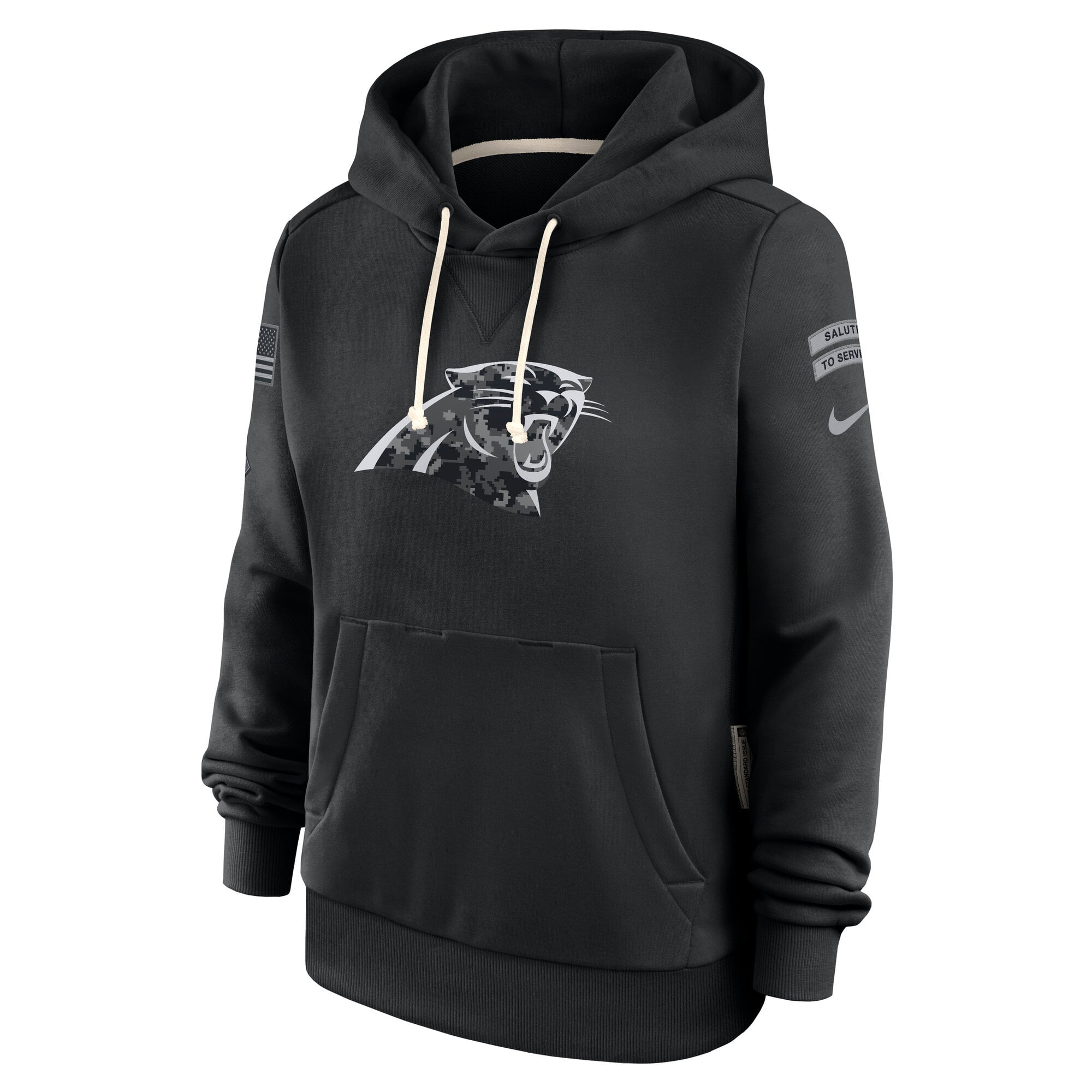 Sweat à capuche Nike noir Carolina Panthers 2026 Salute to Service Sideline Dri-FIT pour femme