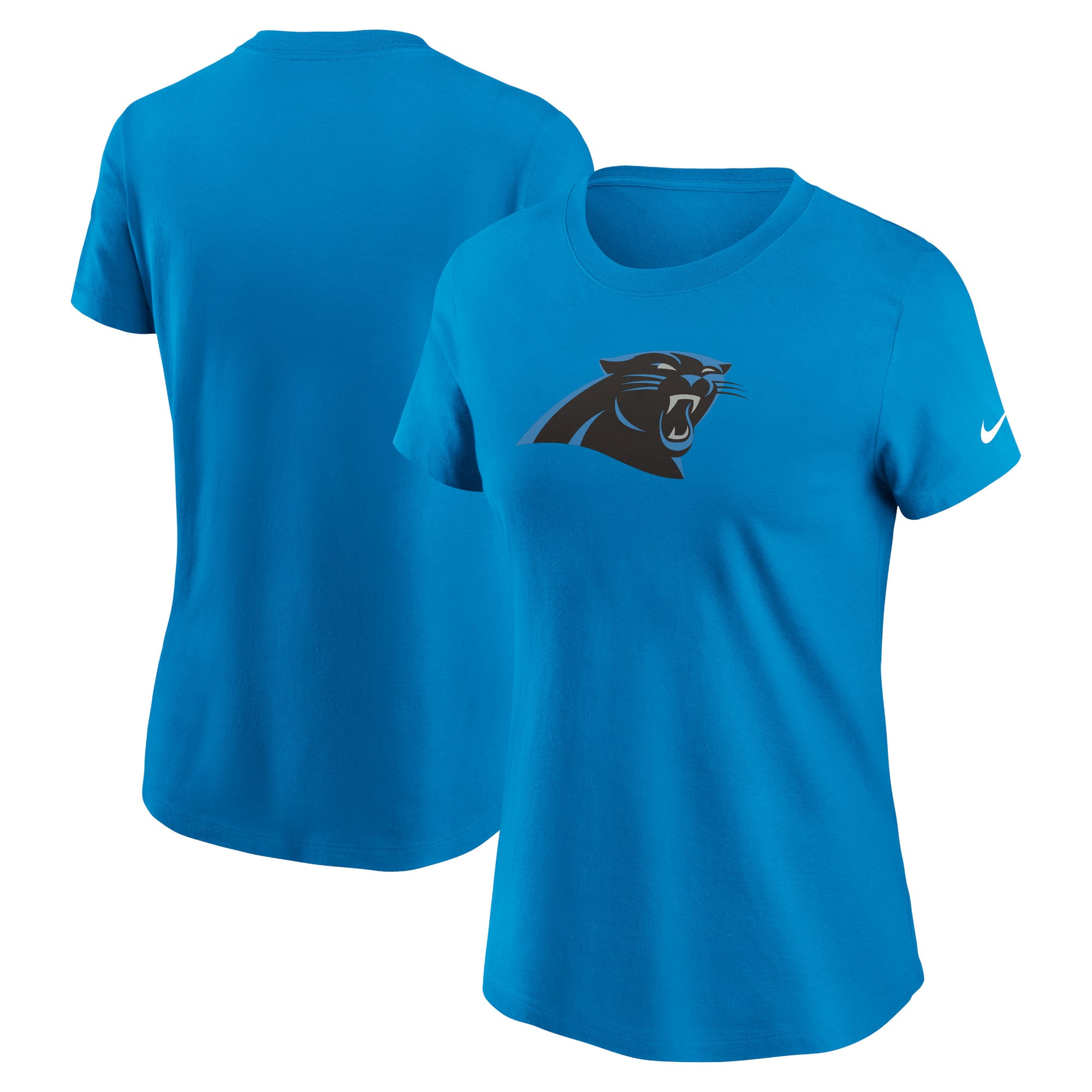 T-shirt Nike bleu pour femme avec logo principal des Panthers de la Caroline