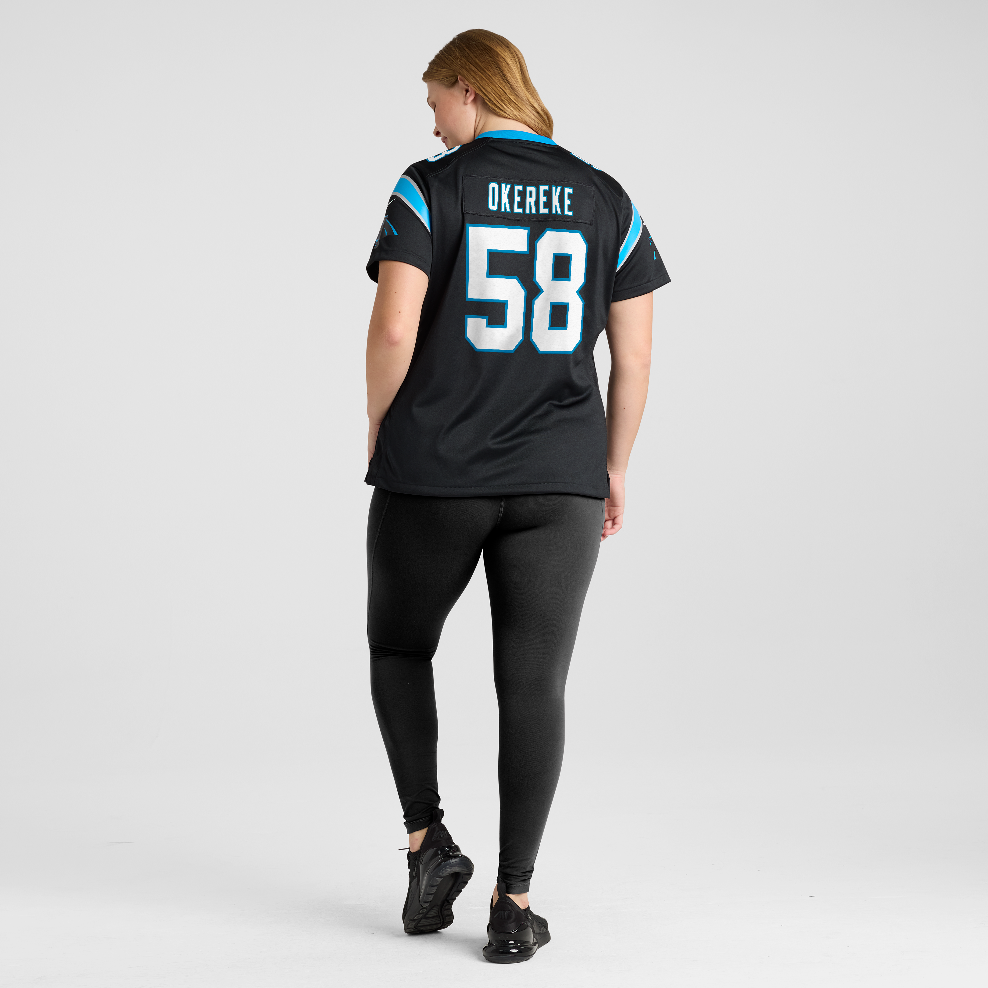 Maillot de match Nike Bobby Okereke noir pour femme, Carolina Panthers