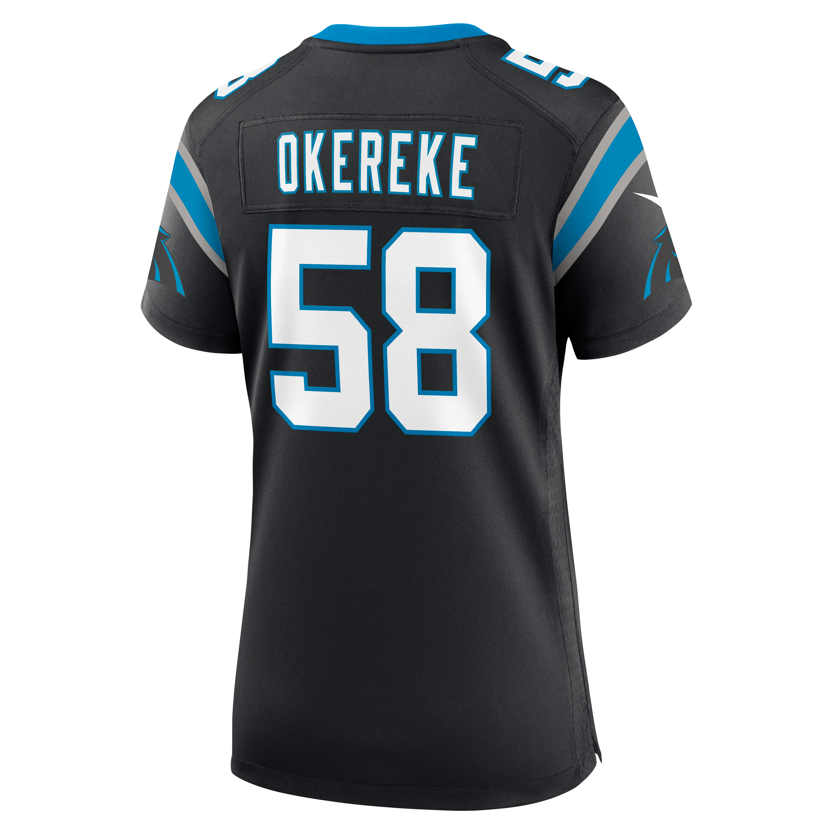 Maillot de match Nike Bobby Okereke noir pour femme, Carolina Panthers