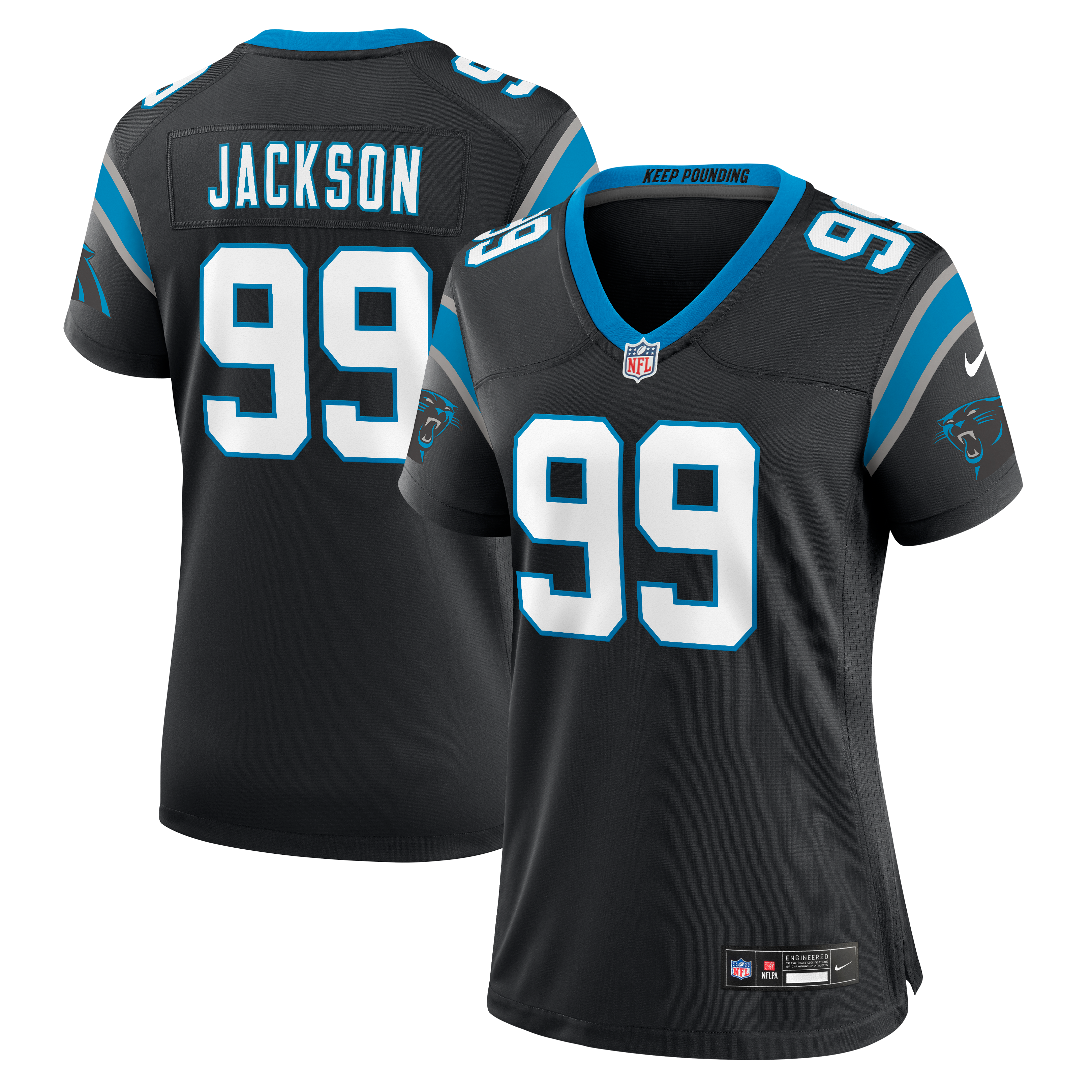 Maillot de match Nike Cam Jackson noir pour femme, Carolina Panthers