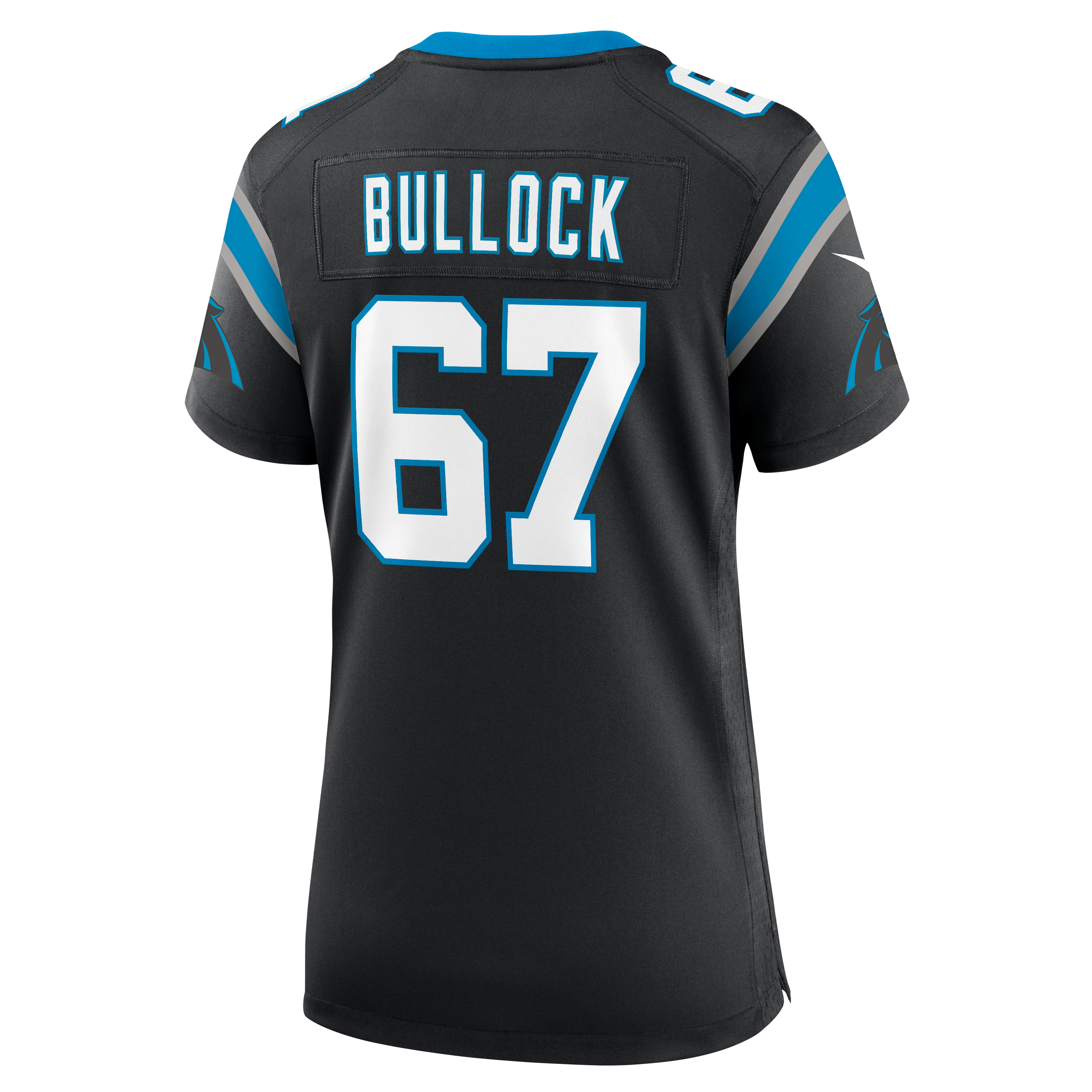 Maillot de match Nike Corey Bullock noir pour femme, Carolina Panthers