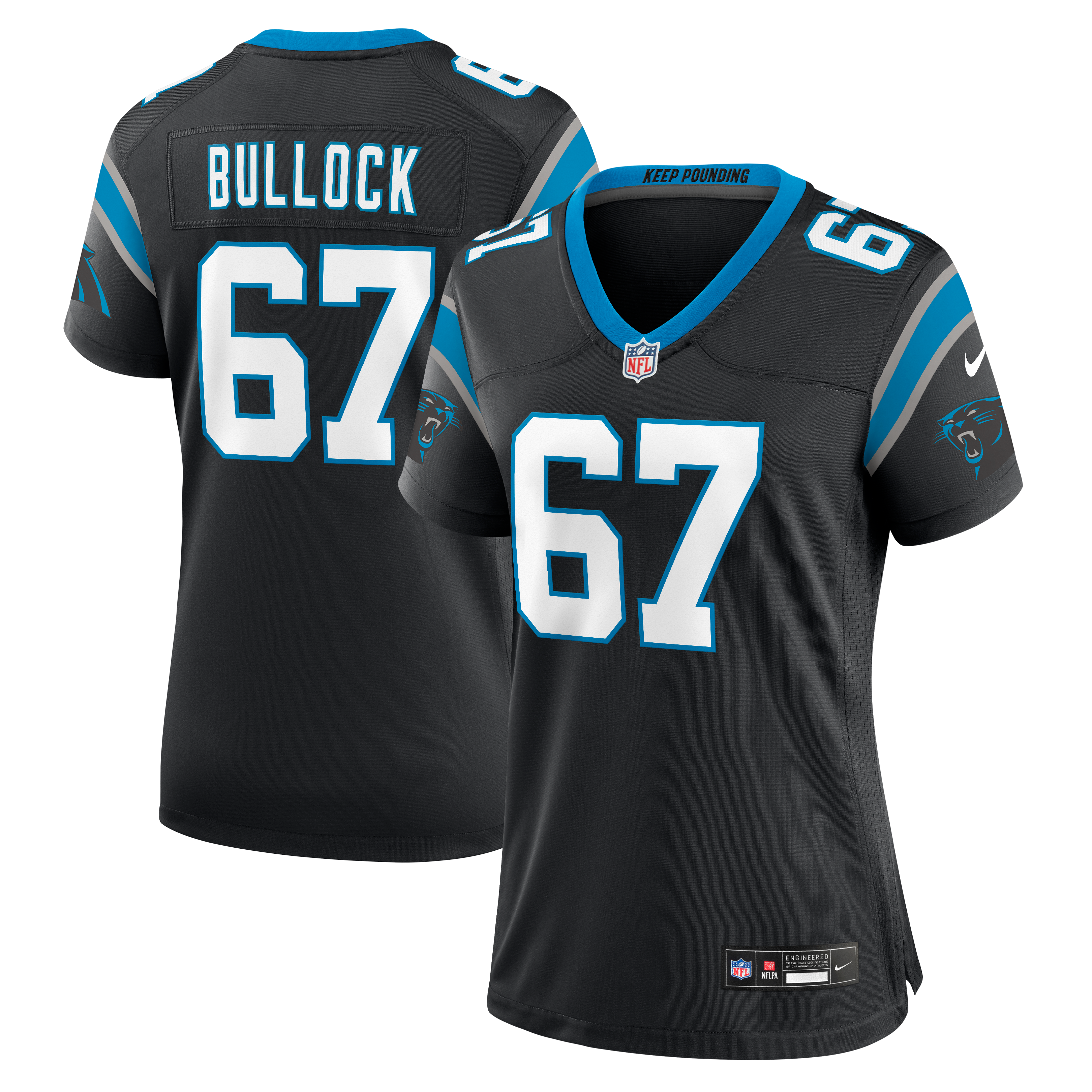 Maillot de match Nike Corey Bullock noir pour femme, Carolina Panthers