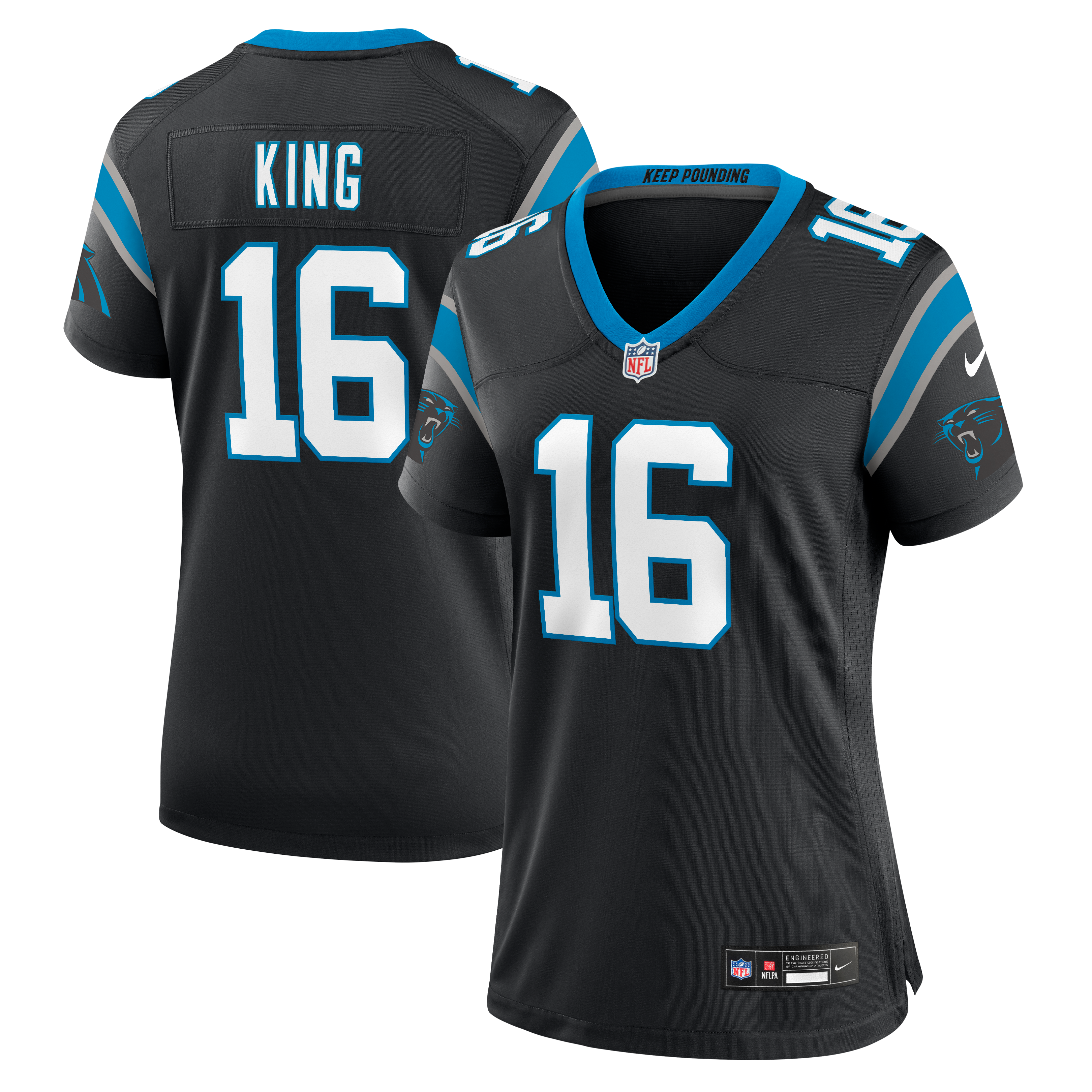 Maillot de match Nike Haynes King noir pour femme, Carolina Panthers
