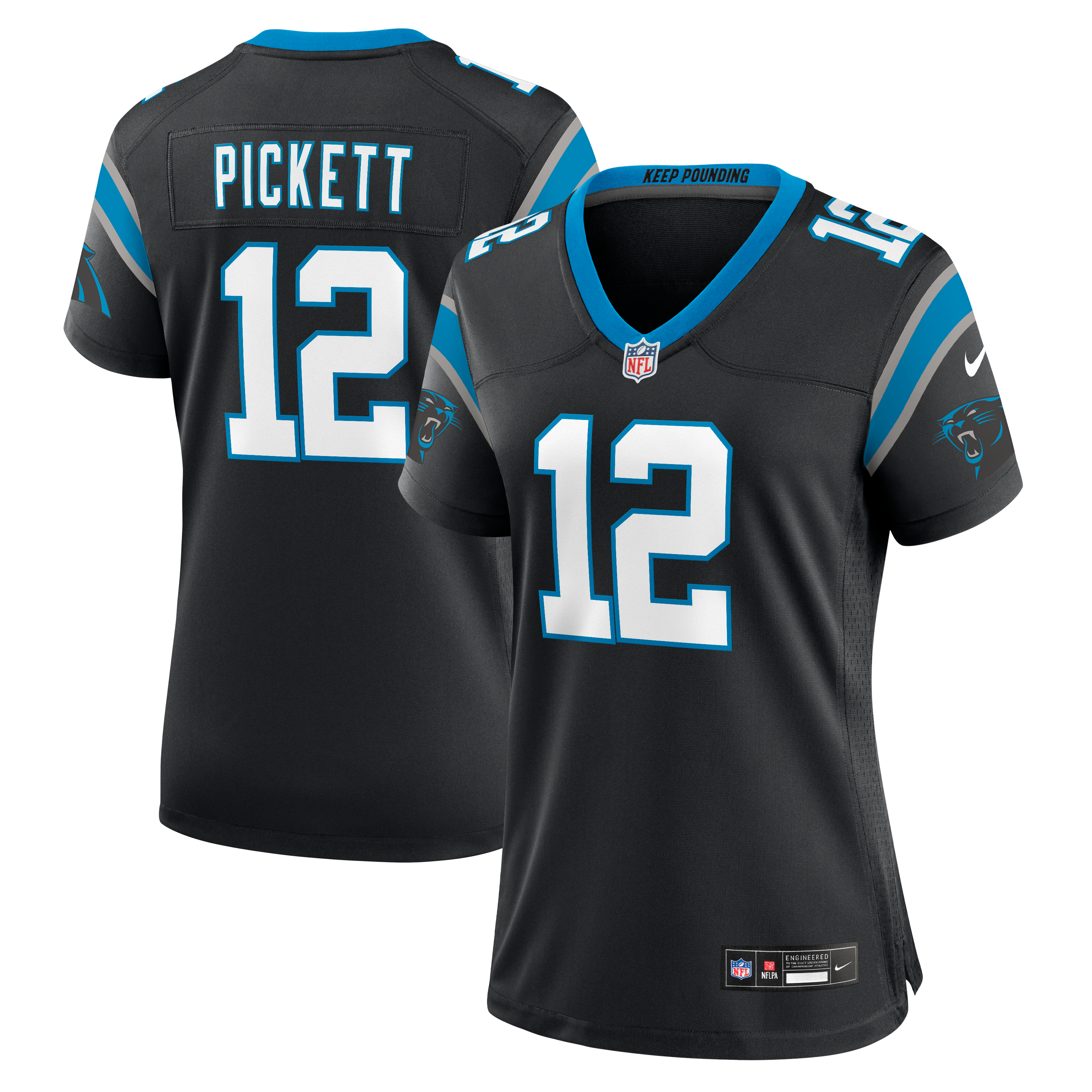 Maillot de match Nike Kenny Pickett noir pour femme, Carolina Panthers