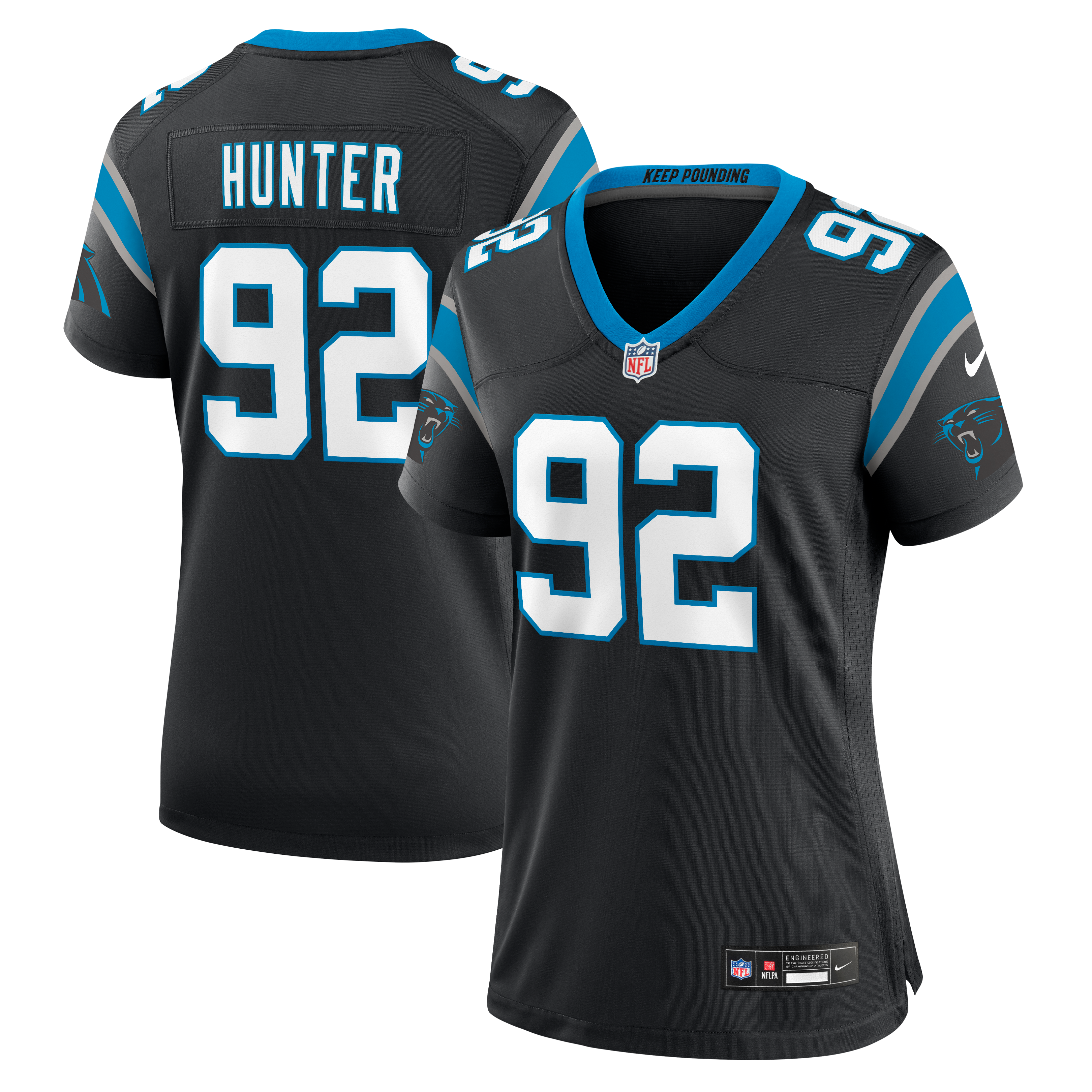 Maillot de match Nike Lee Hunter noir pour femme, Carolina Panthers
