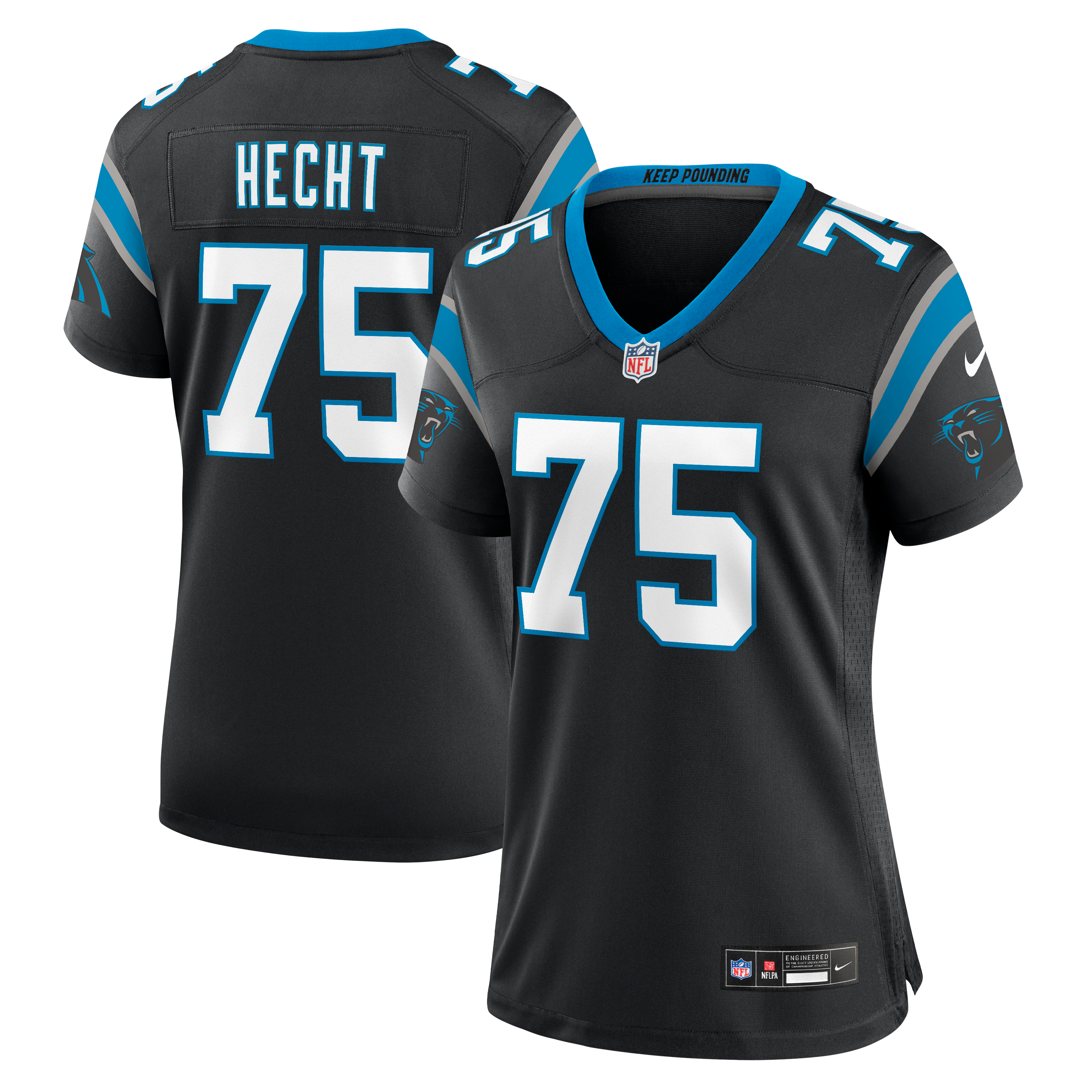Maillot de match Nike Sam Hecht noir pour femme, Carolina Panthers