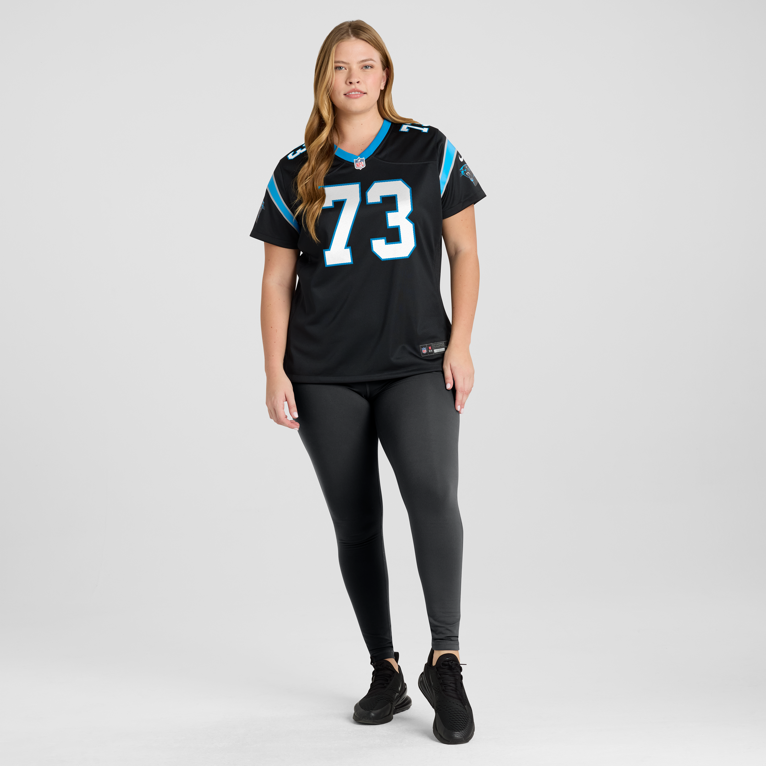 Maillot de match Nike Stone Forsythe noir pour femme, Carolina Panthers