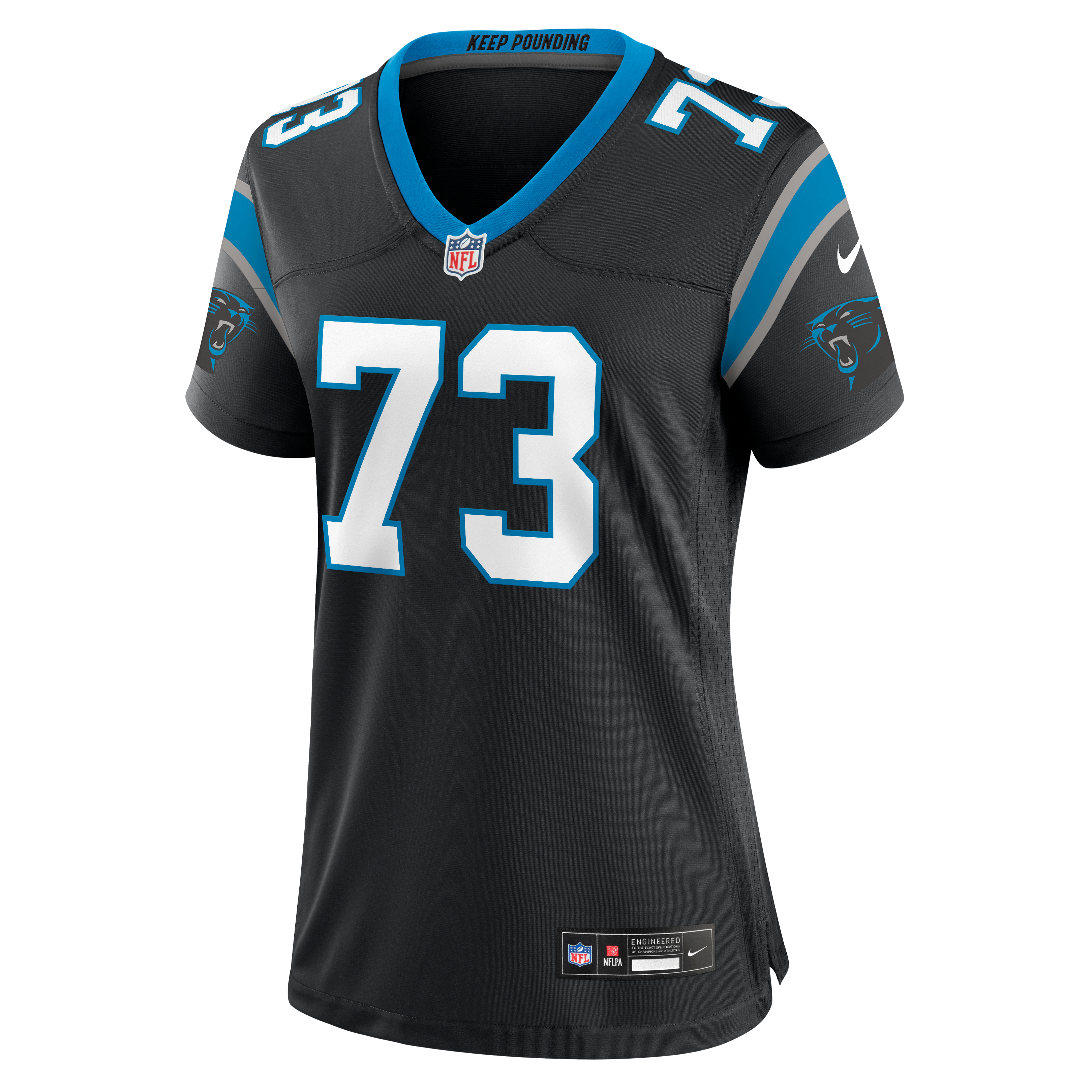Maillot de match Nike Stone Forsythe noir pour femme, Carolina Panthers