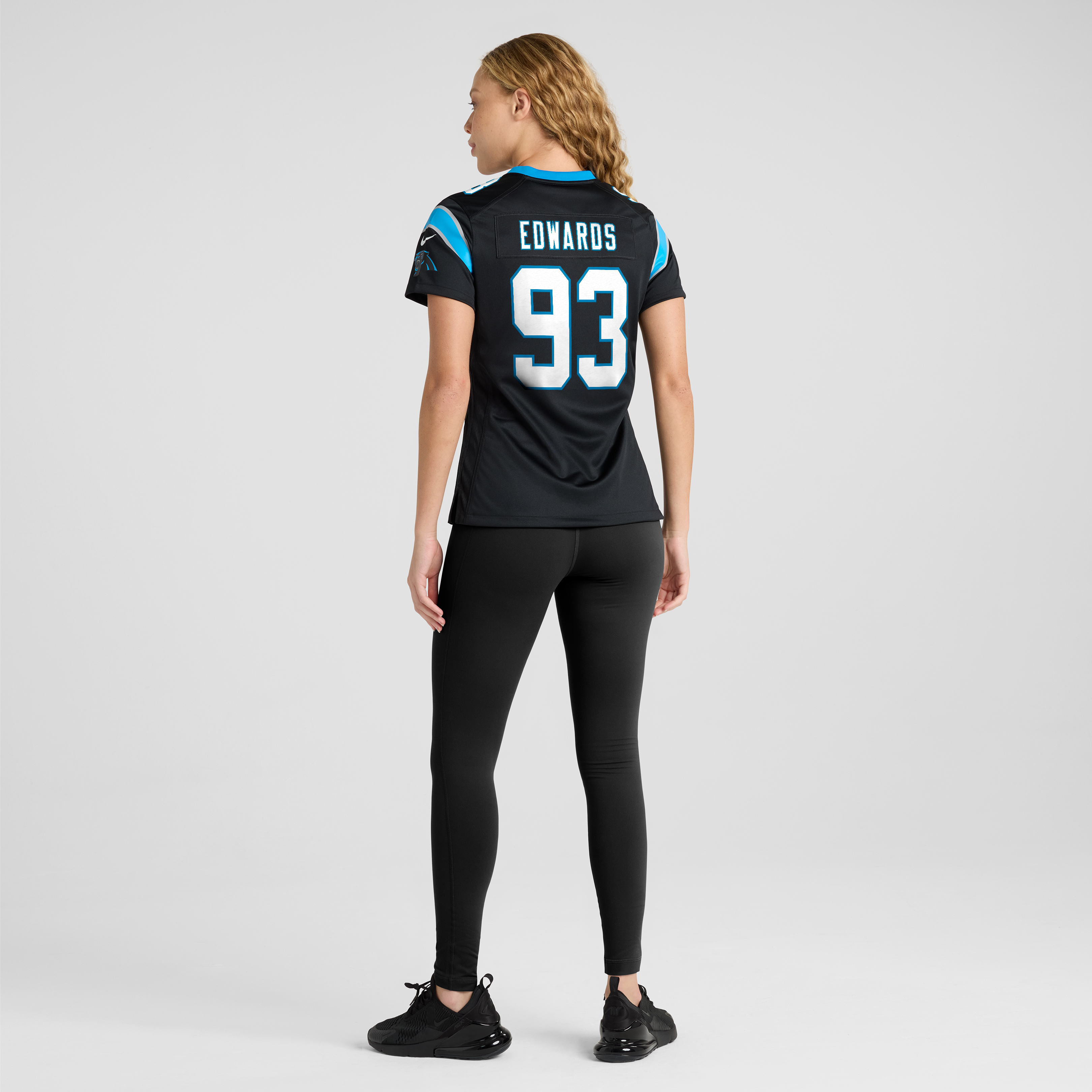 Maillot de match Nike TeRah Edwards noir pour femme, Carolina Panthers