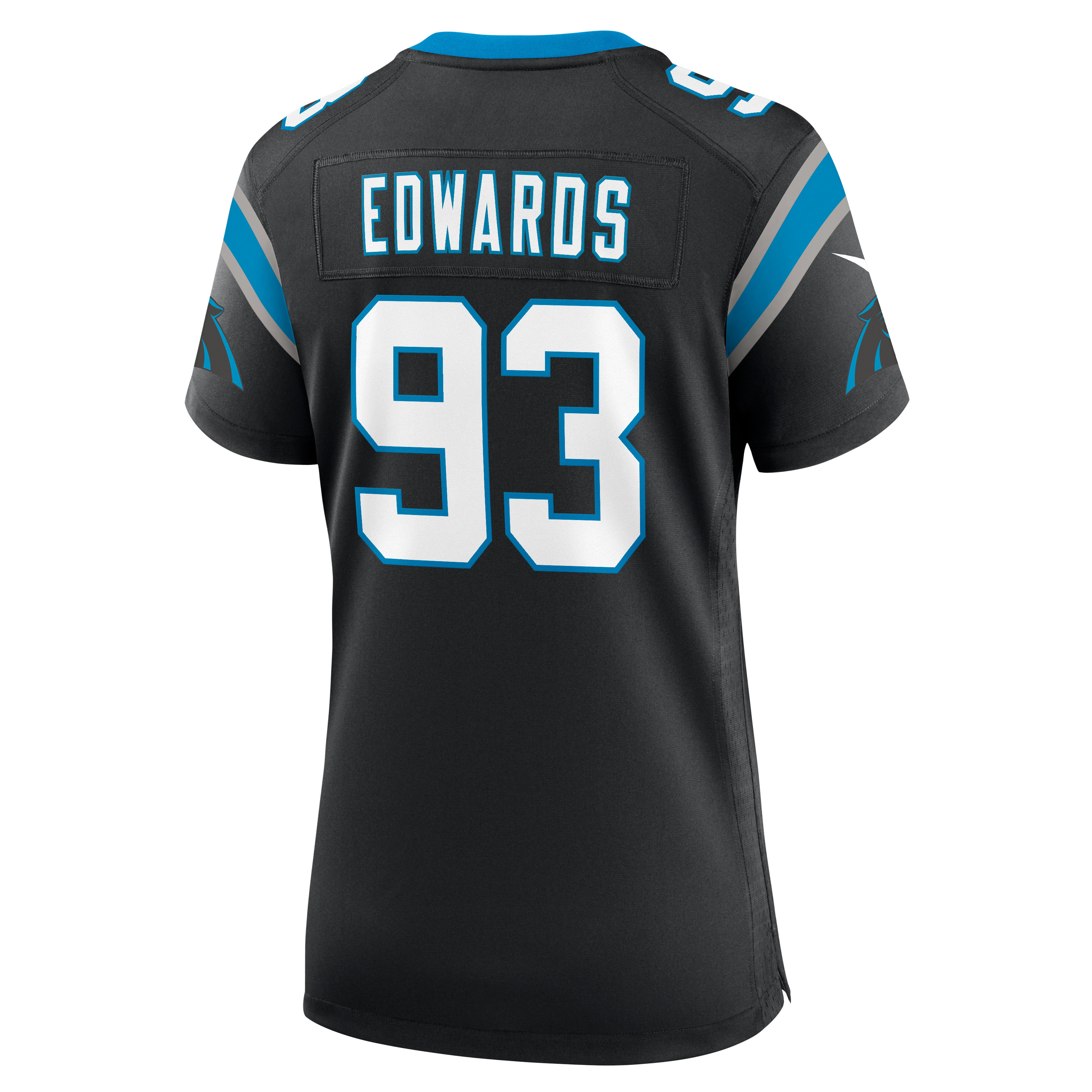 Maillot de match Nike TeRah Edwards noir pour femme, Carolina Panthers