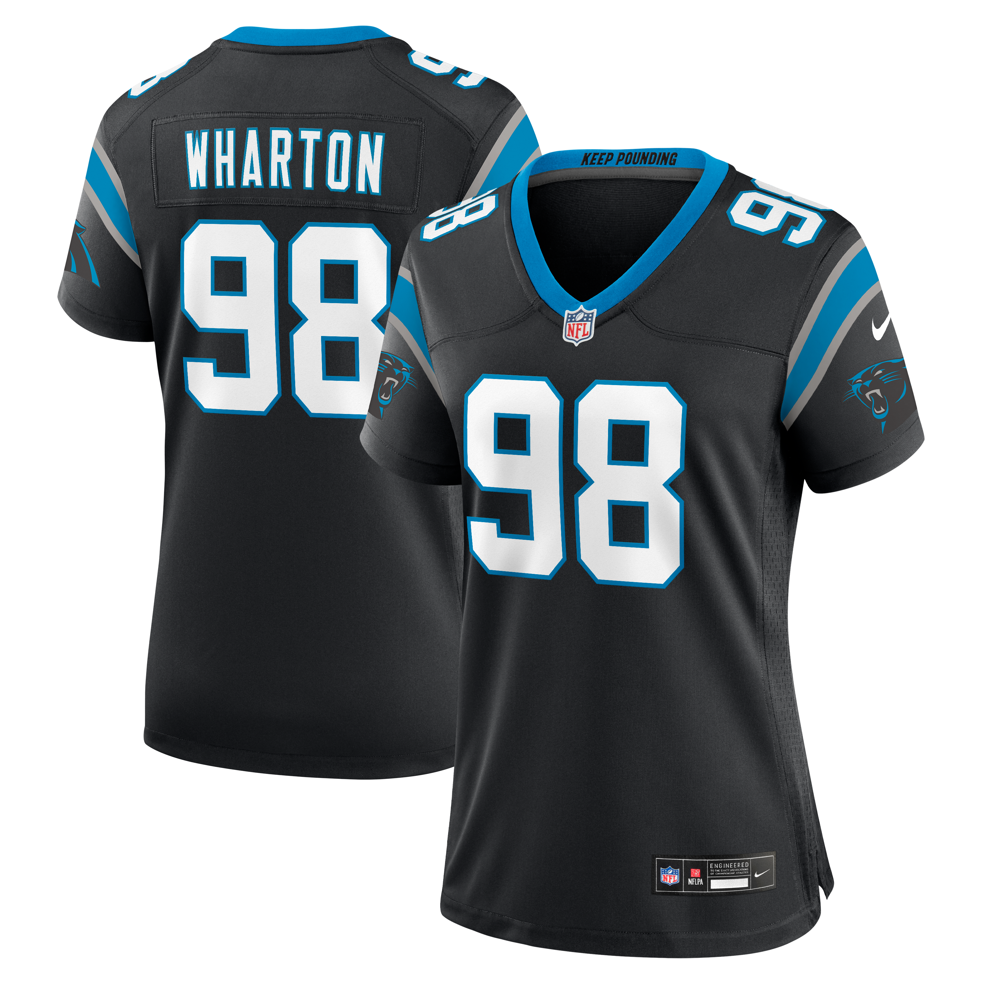 Women's Nike Tershawn Wharton Black Carolina Panthers Team Game Jersey