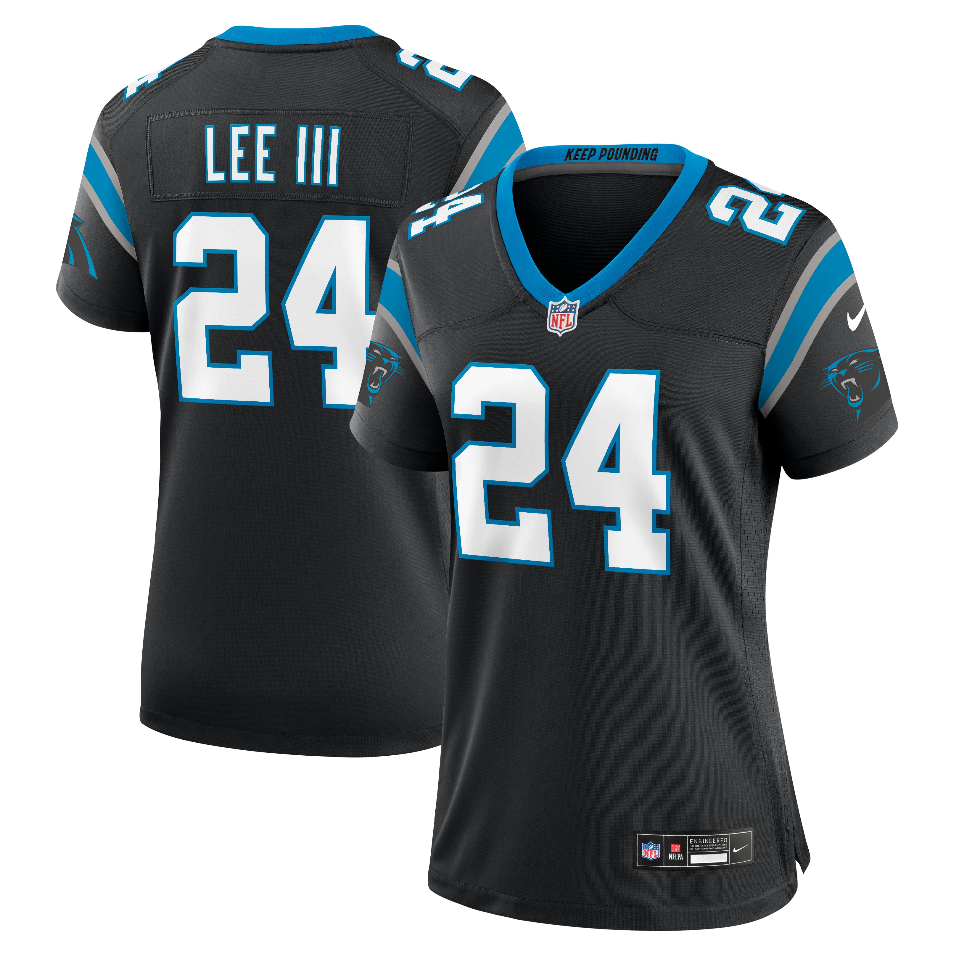 Maillot de match Nike Will Lee III noir pour femme, Carolina Panthers
