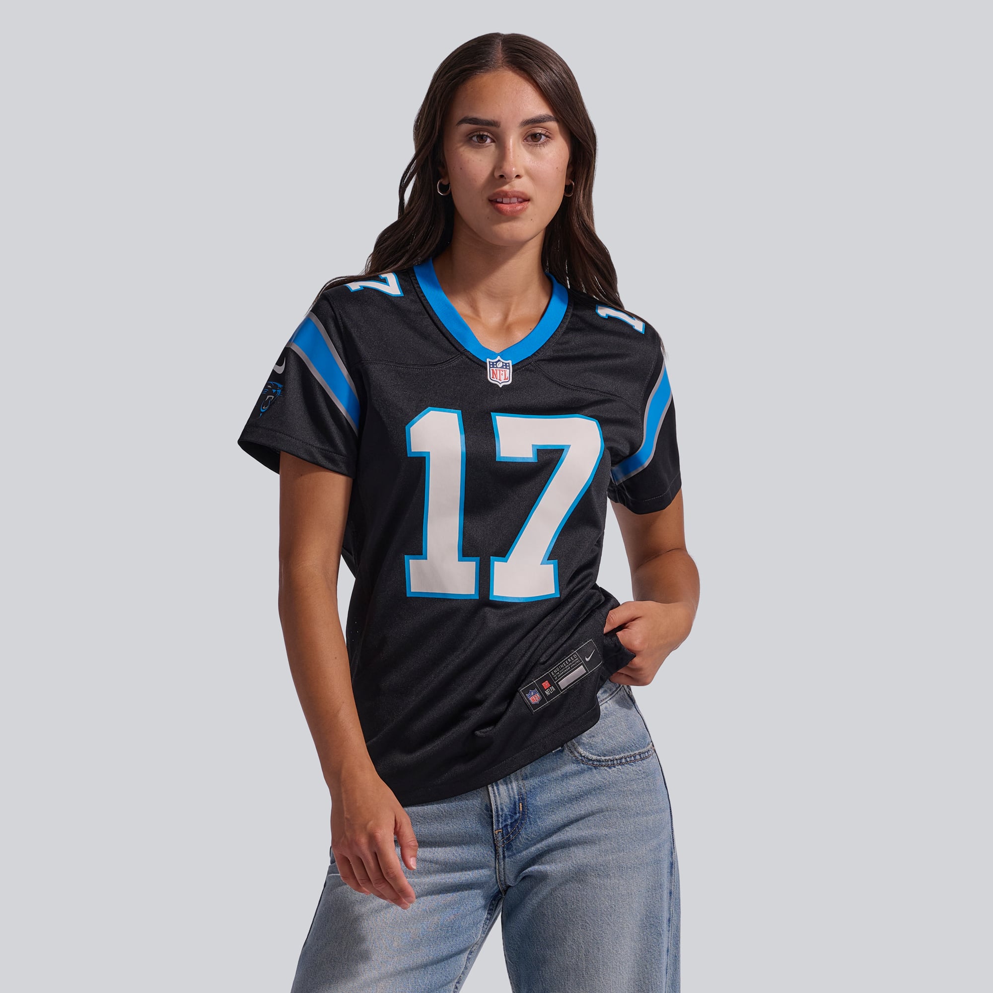 Maillot de match l'équipe Nike Xavier Legette des Panthers la Caroline pour femme, noir