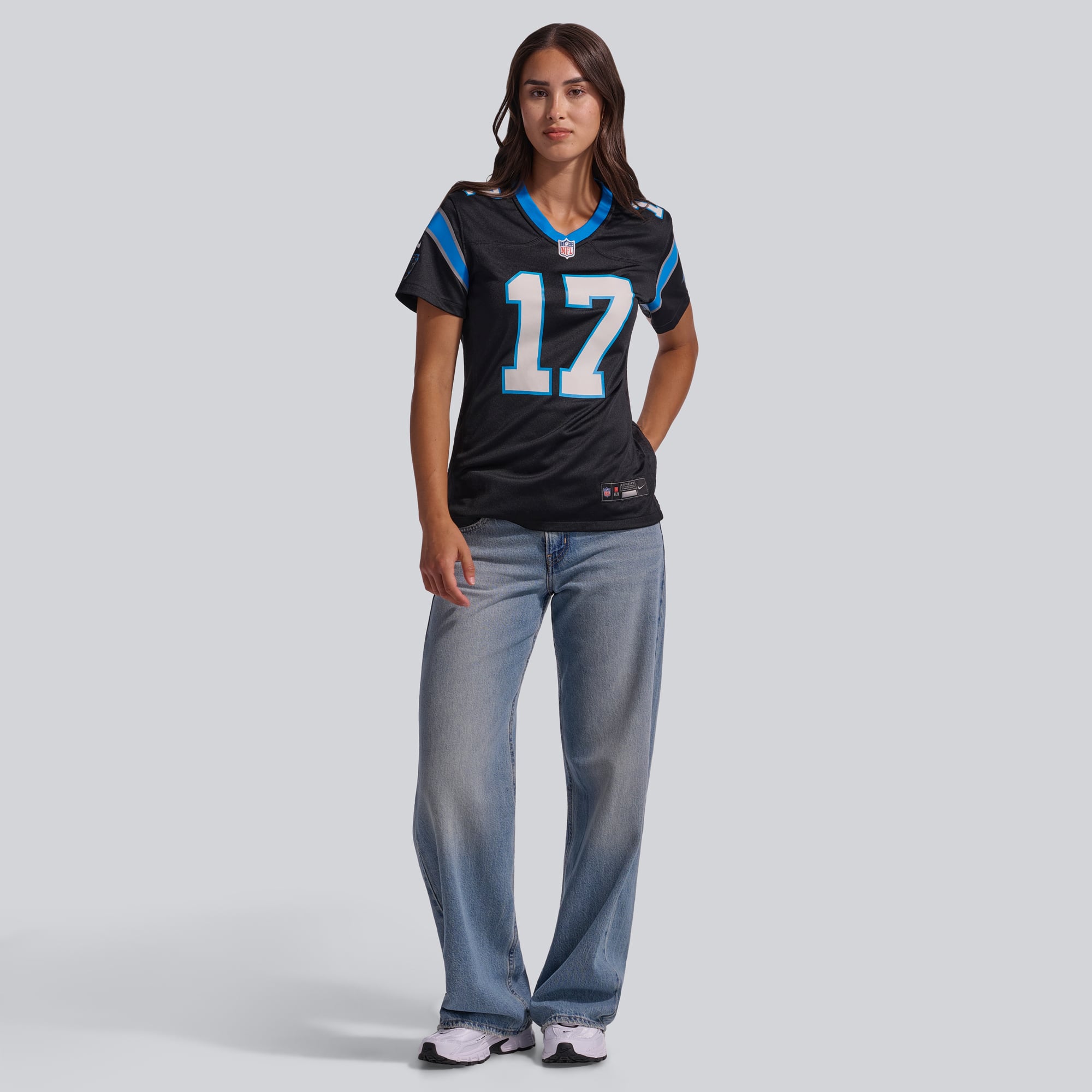 Maillot de match l'équipe Nike Xavier Legette des Panthers la Caroline pour femme, noir