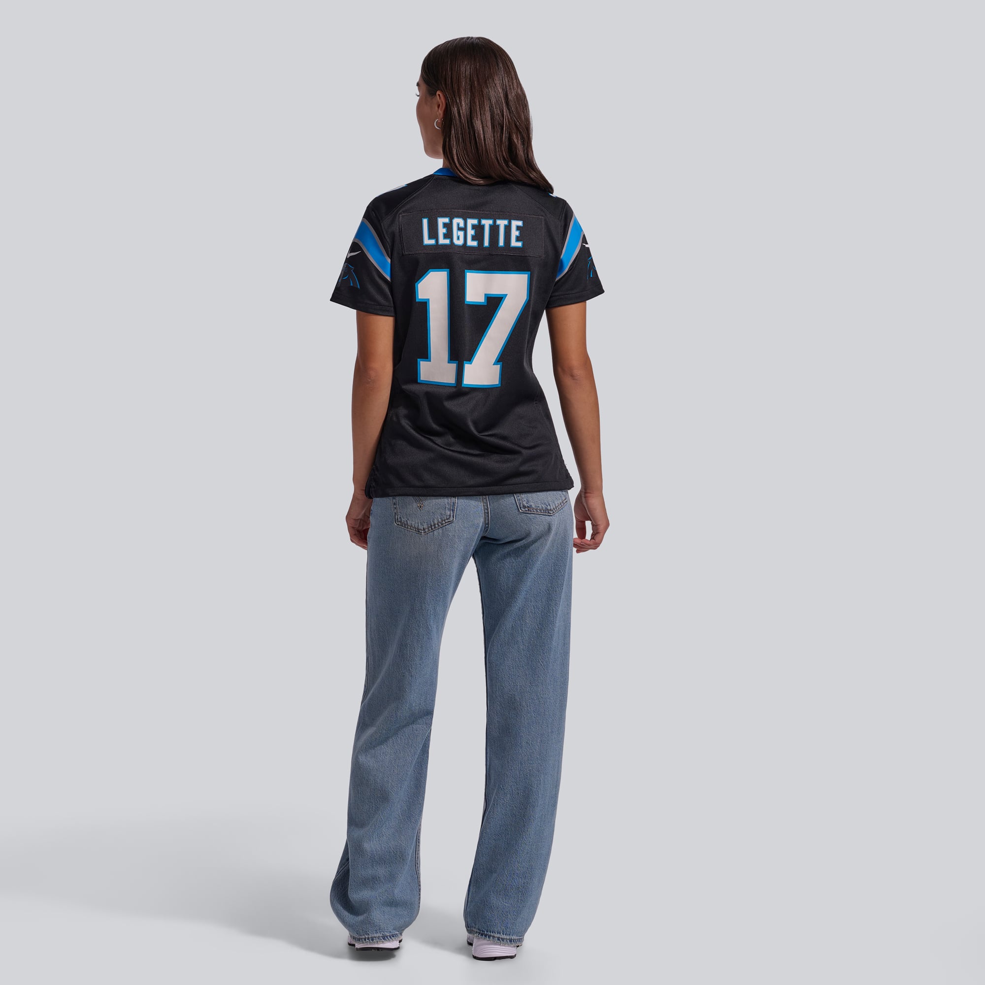 Maillot de match l'équipe Nike Xavier Legette des Panthers la Caroline pour femme, noir