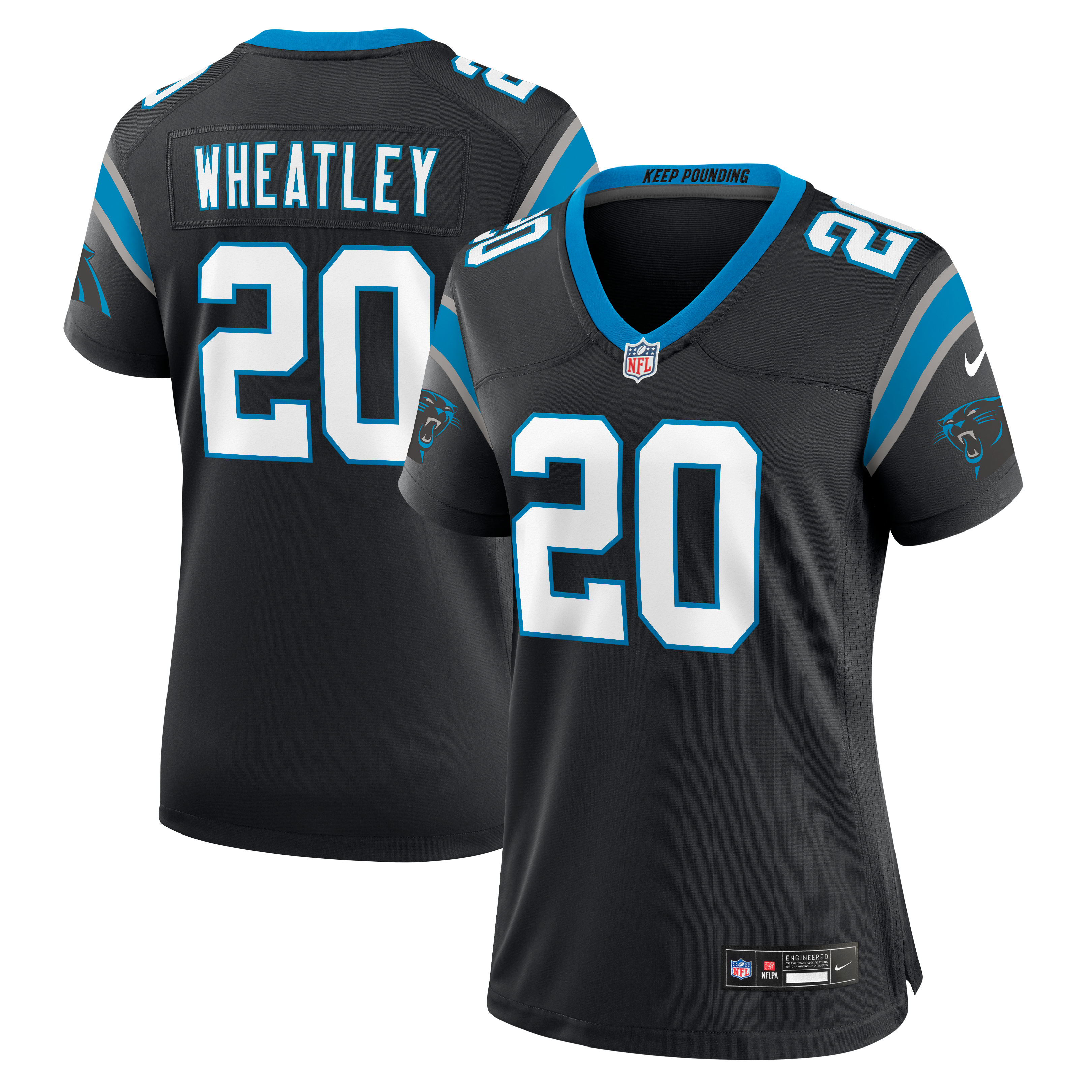 Maillot de match Nike Zakee Wheatley noir pour femme, Carolina Panthers