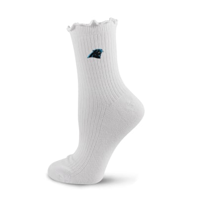  Carolina Panthers PRO Compression Logo Lettuce Hem Quarter Socks - White
