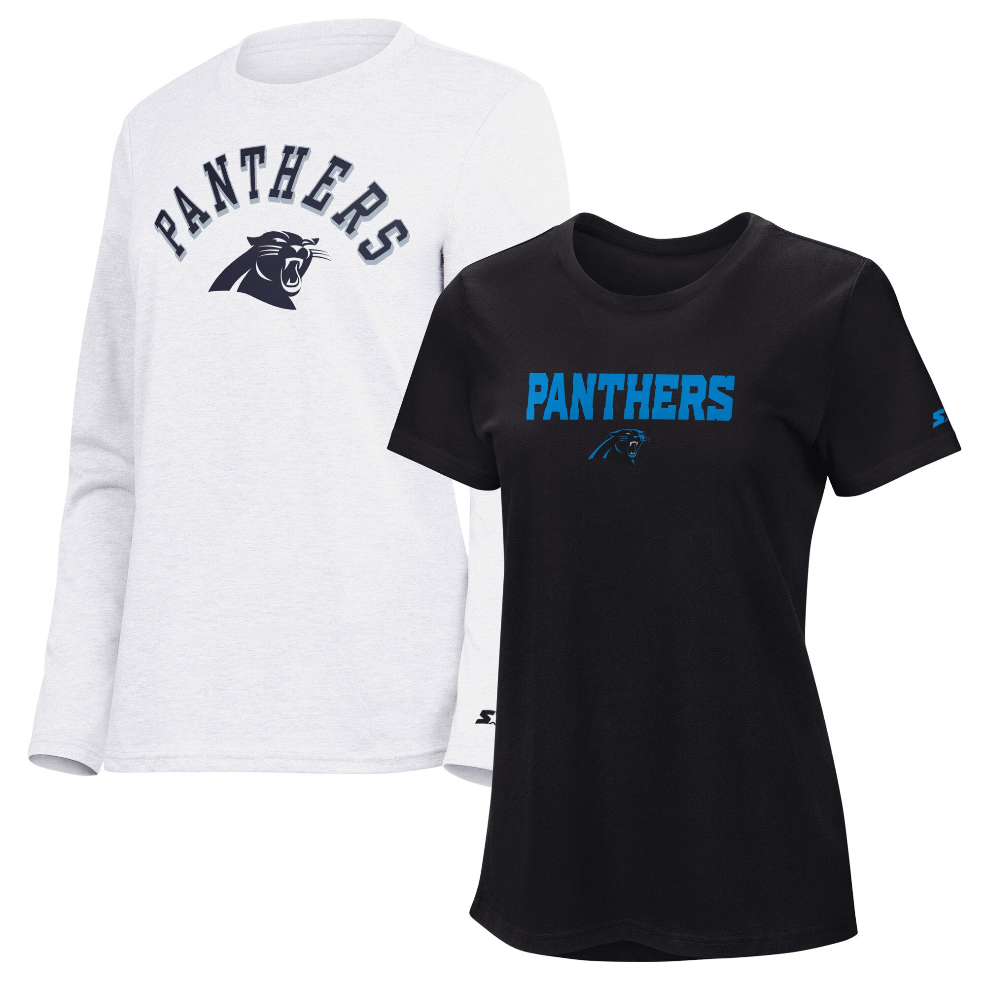 Pack de t-shirts à manches courtes et longues Starter noir/gris cendré Carolina Panthers pour femmes