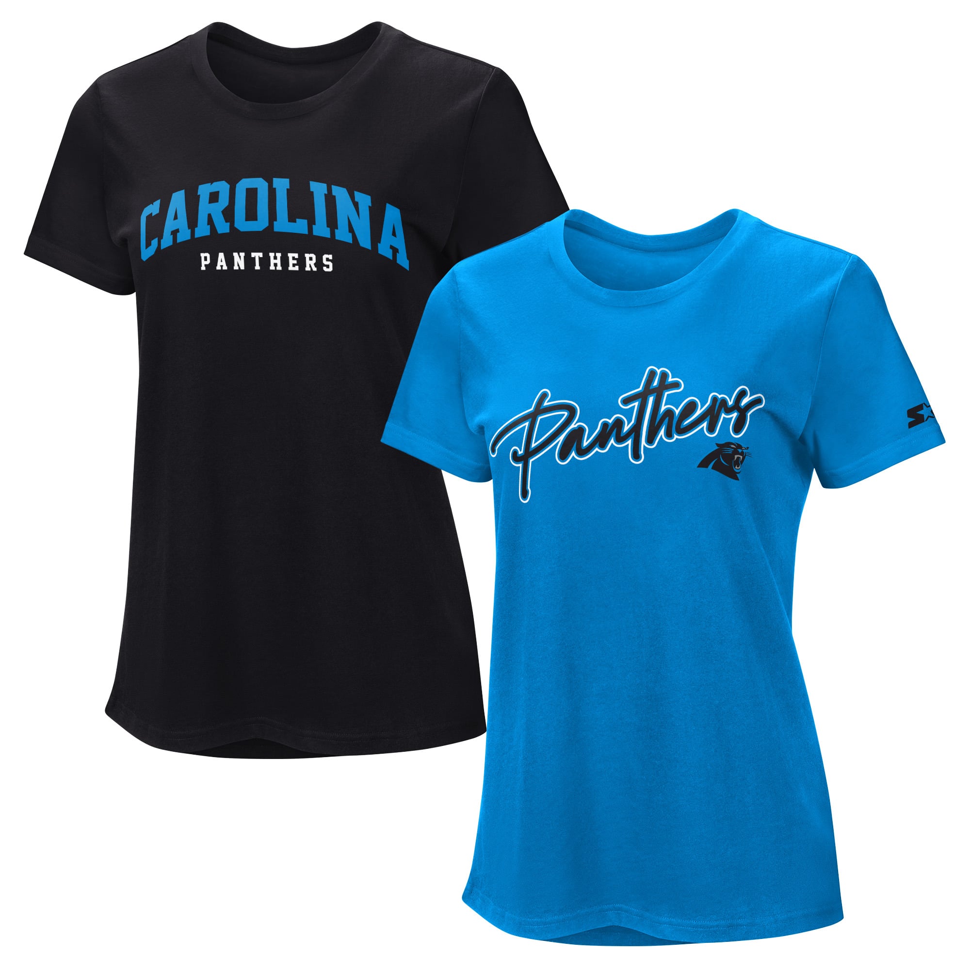Ensemble de t-shirts Starter noirs et bleus pour femmes, Carolina Panthers